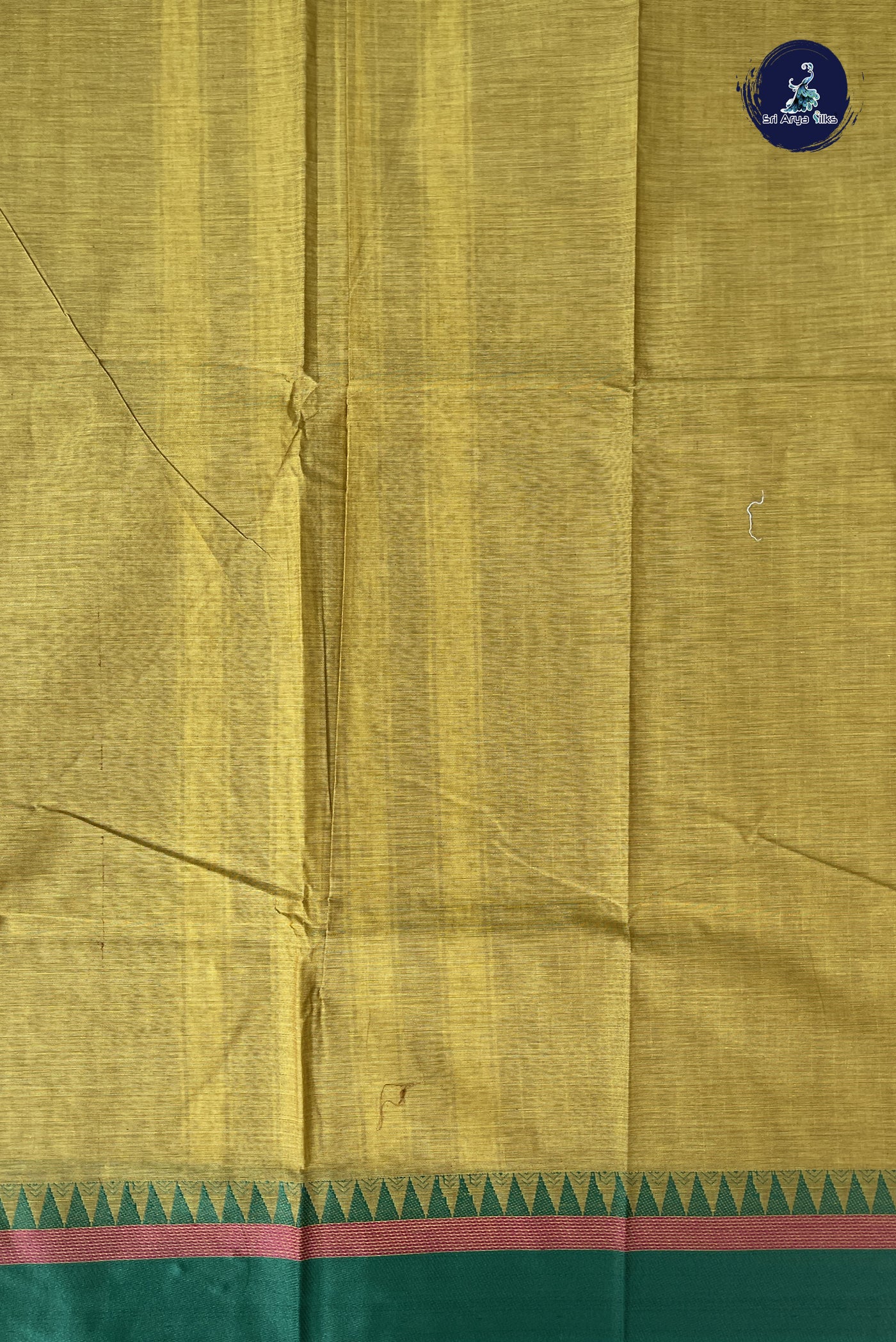 Yellowish Green Kanchi Cotton Saree With Stripes Pattern
