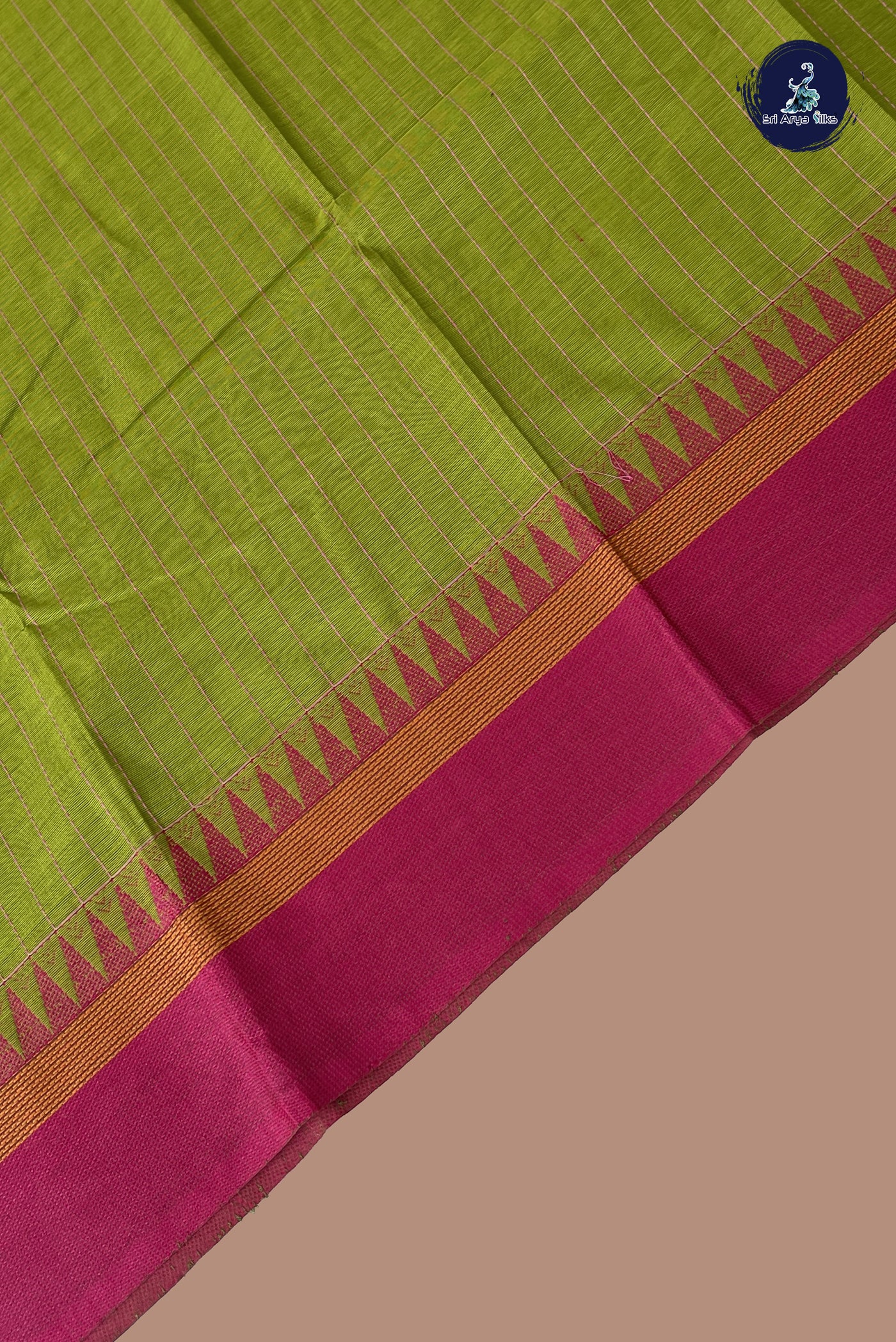 Light Green Kanchi Cotton Saree With Stripes Pattern