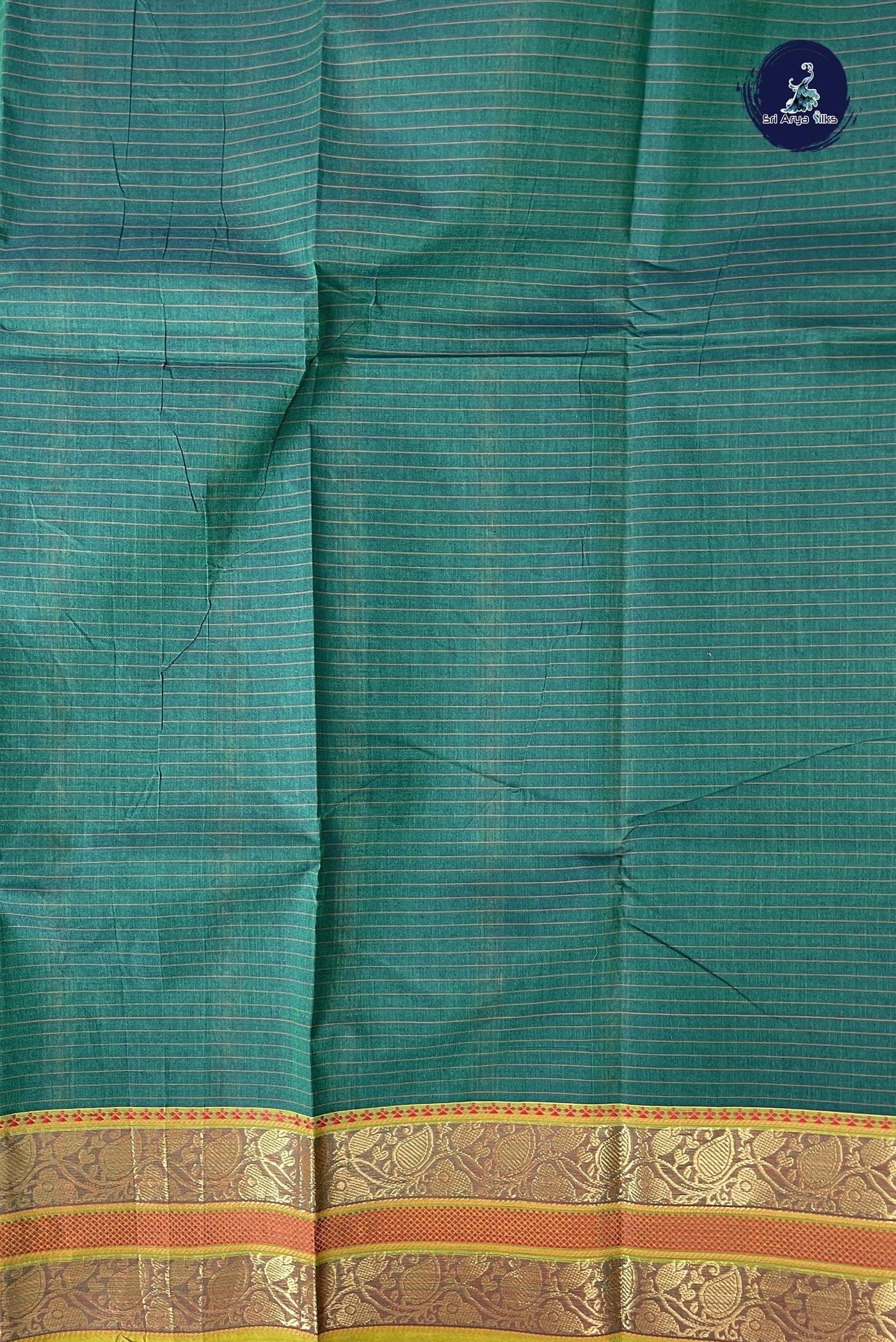 Bottle Green Kanchi Cotton Saree With Checked Pattern