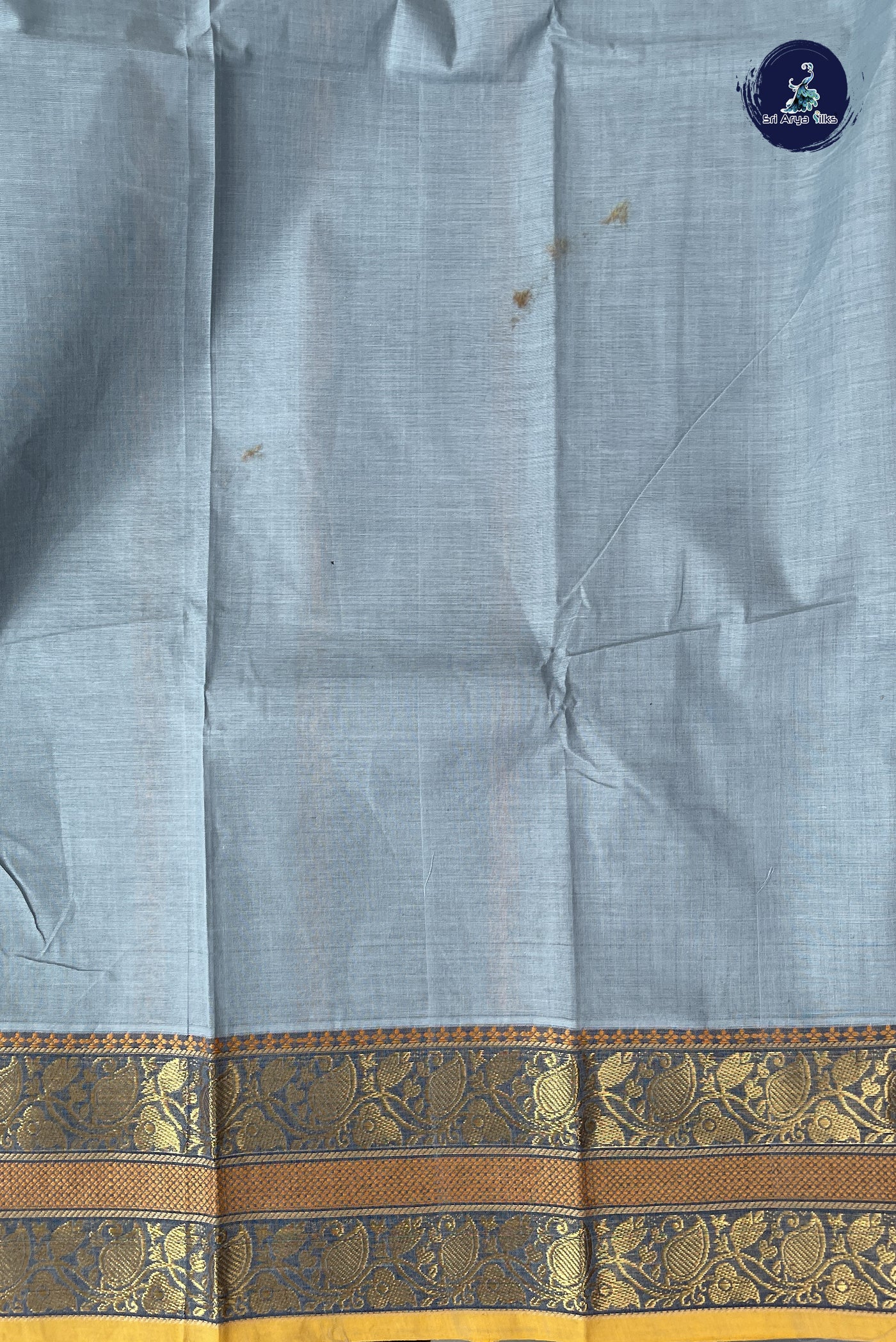 Grey Kanchi Cotton Saree With Stripes Pattern