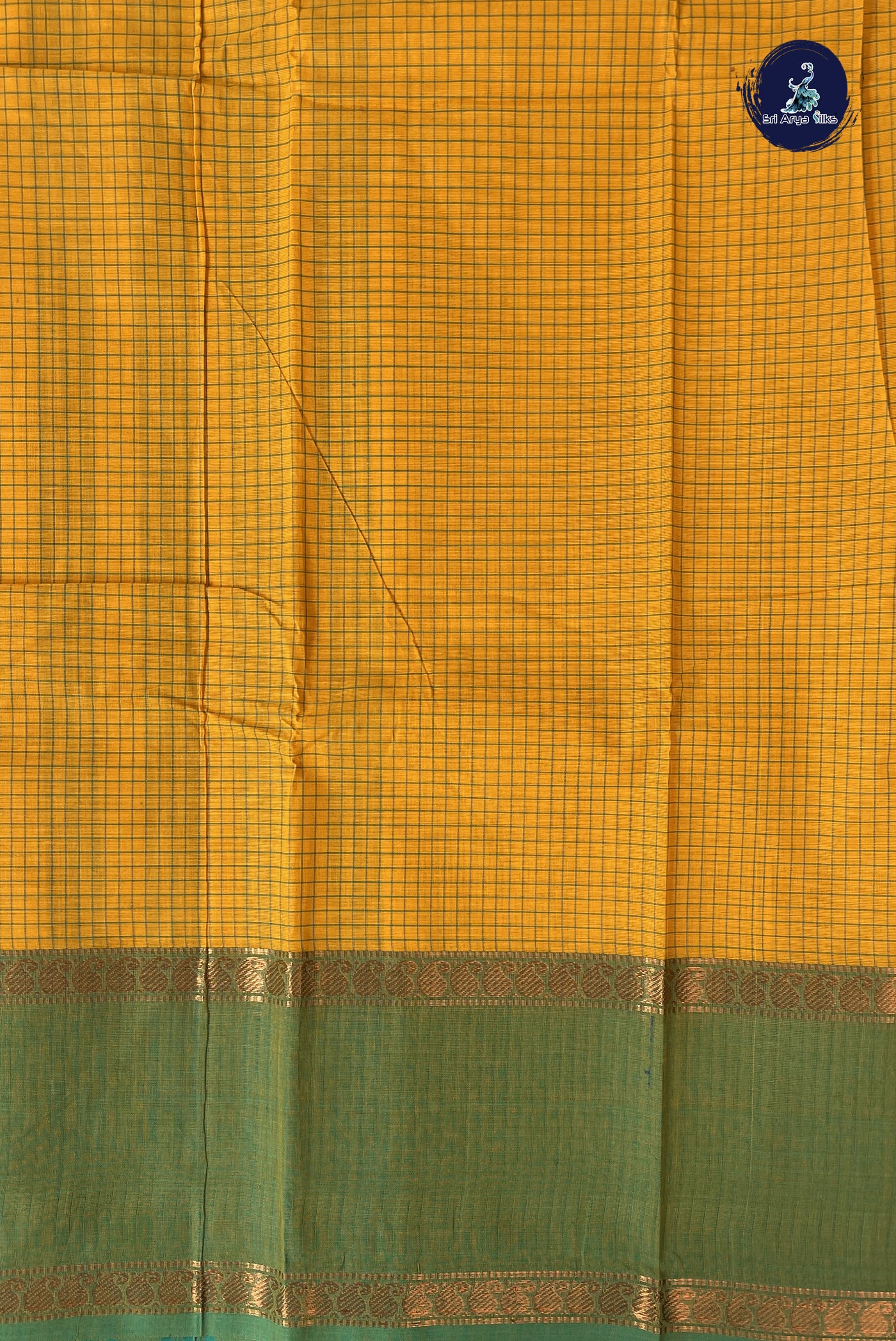 Yellow Kanchi Cotton Saree With Checked Pattern