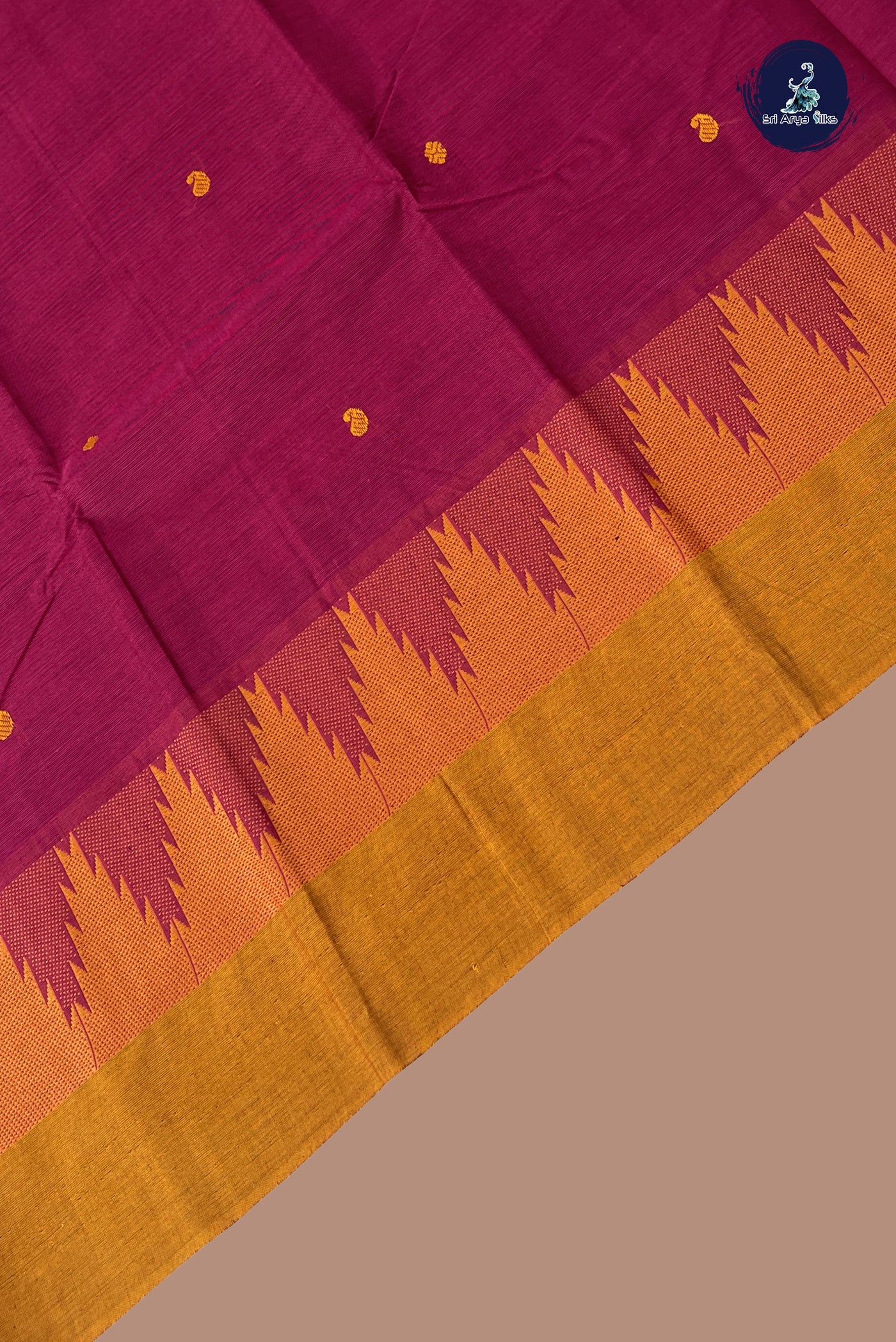 BeetRoot Shade Kanchi Cotton Saree With Buttas Pattern