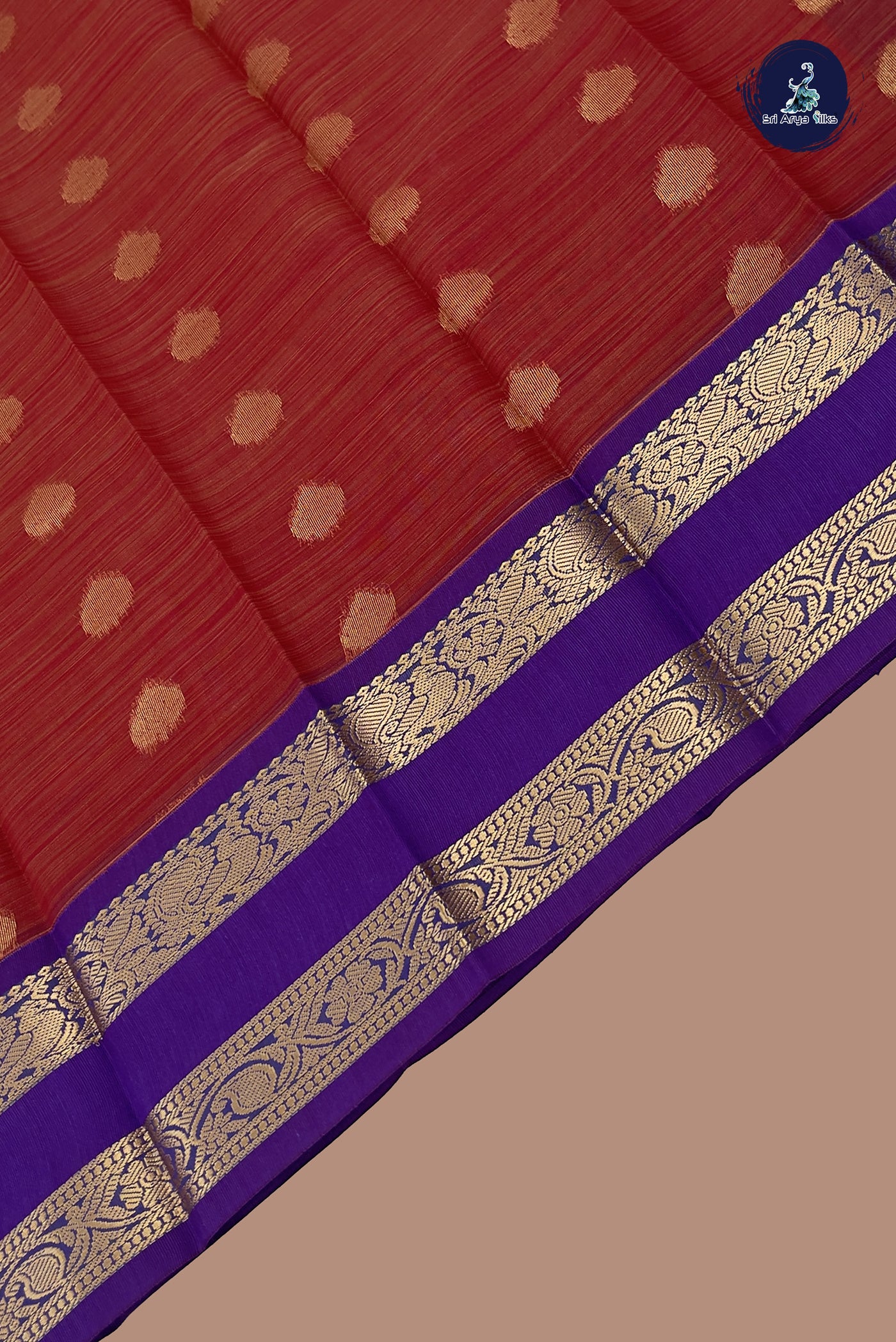 Maroon Budget Semi Silk Cotton Saree With Zari Buttas Pattern