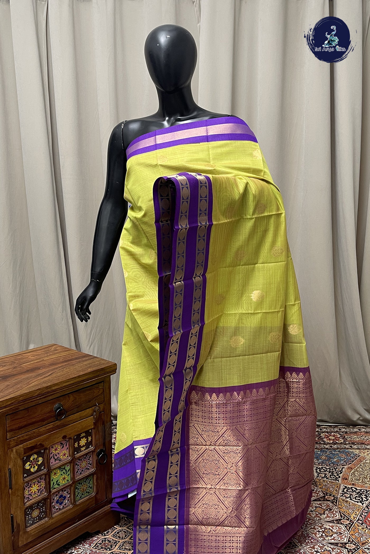 Light Green Budget Semi Silk Cotton Saree With Zari Buttas Pattern