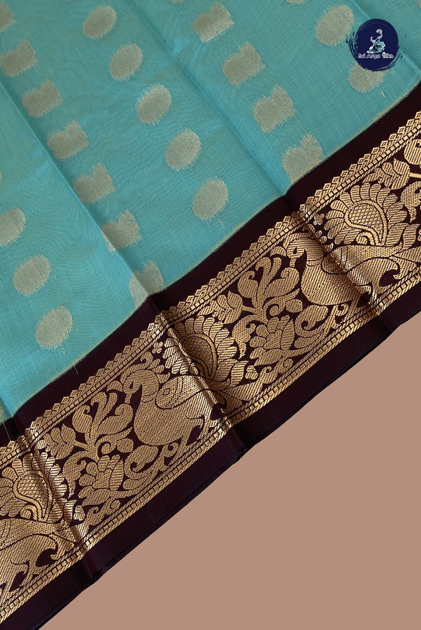 Blue Budget Semi Silk Cotton Saree With Zari Buttas Pattern