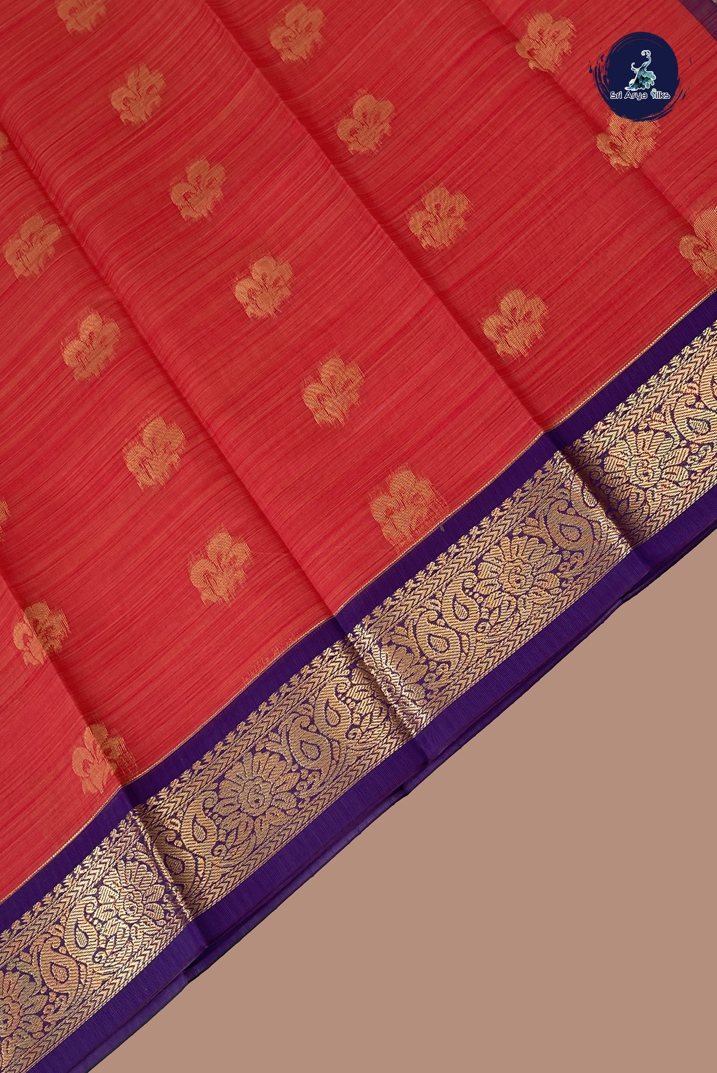 Red Budget Semi Silk Cotton Saree With Zari Buttas Pattern