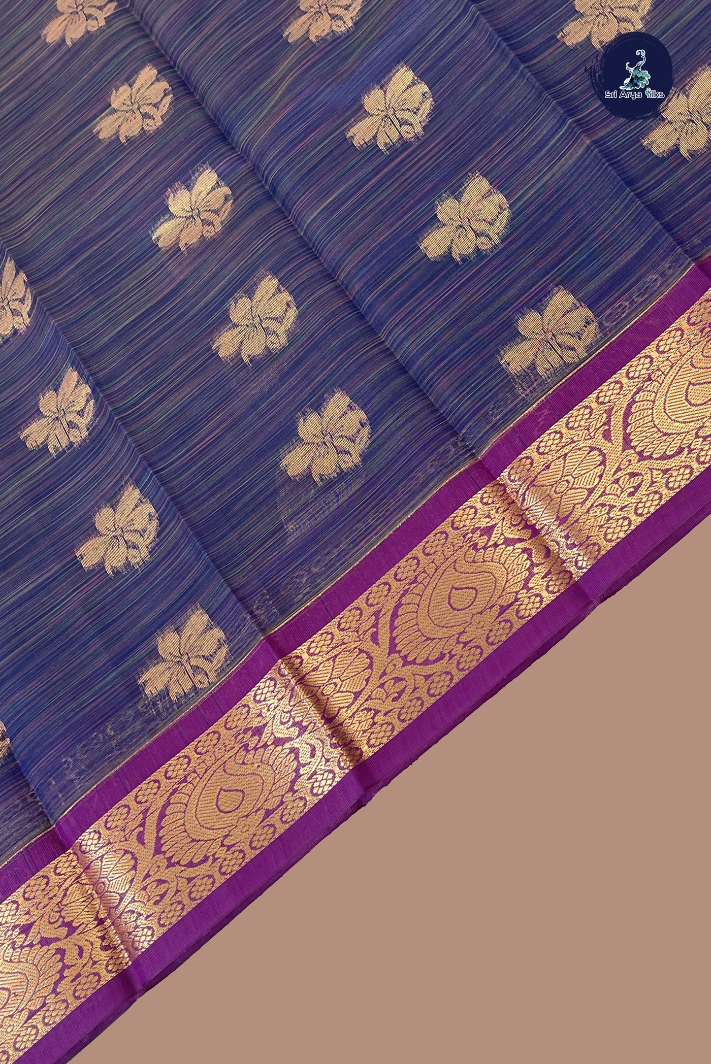 Blue Budget Semi Silk Cotton Saree With Zari Buttas Pattern