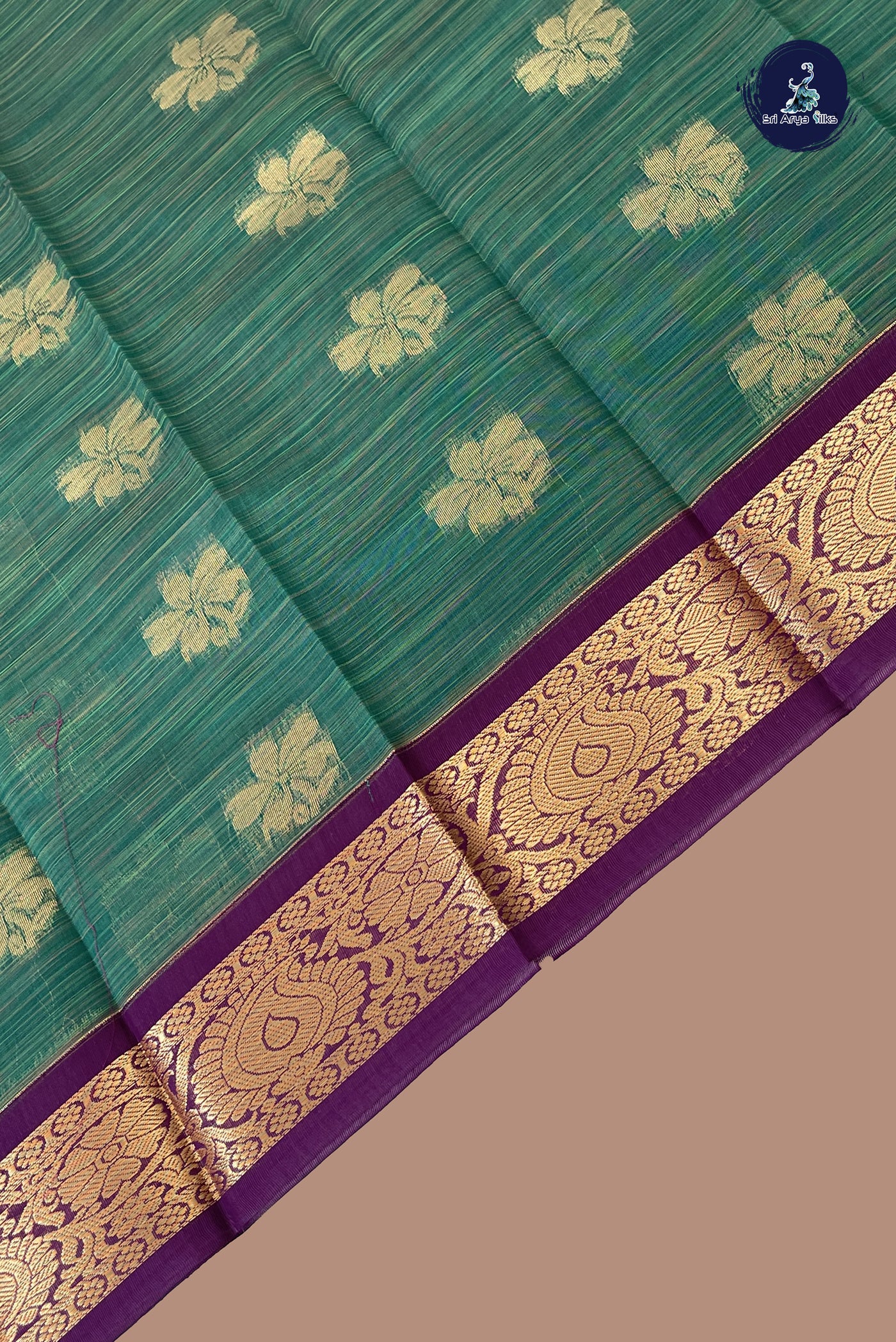 Green Budget Semi Silk Cotton Saree With Zari Buttas Pattern