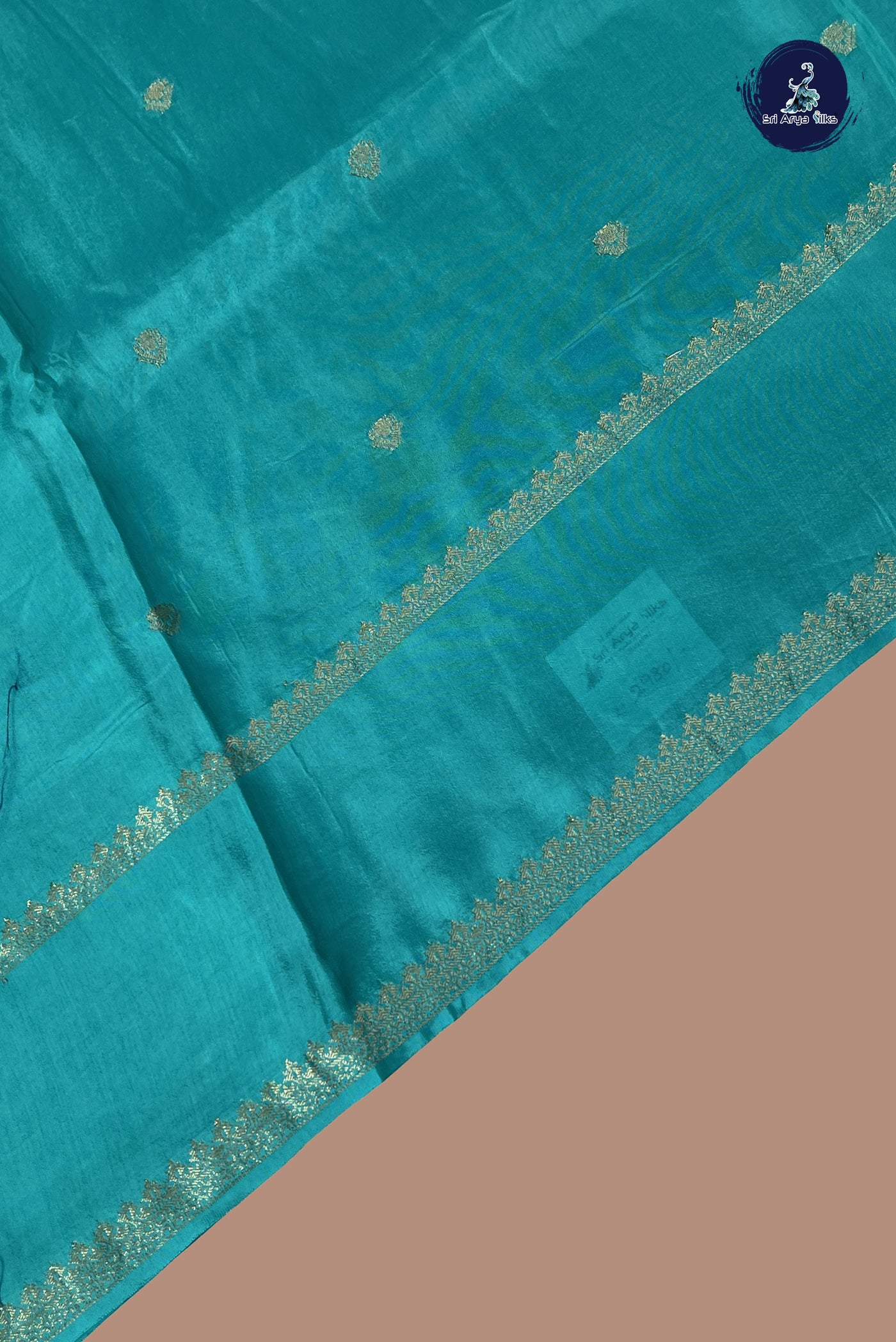 Turquoise Semi Banarasi Saree With Zari Buttas Pattern