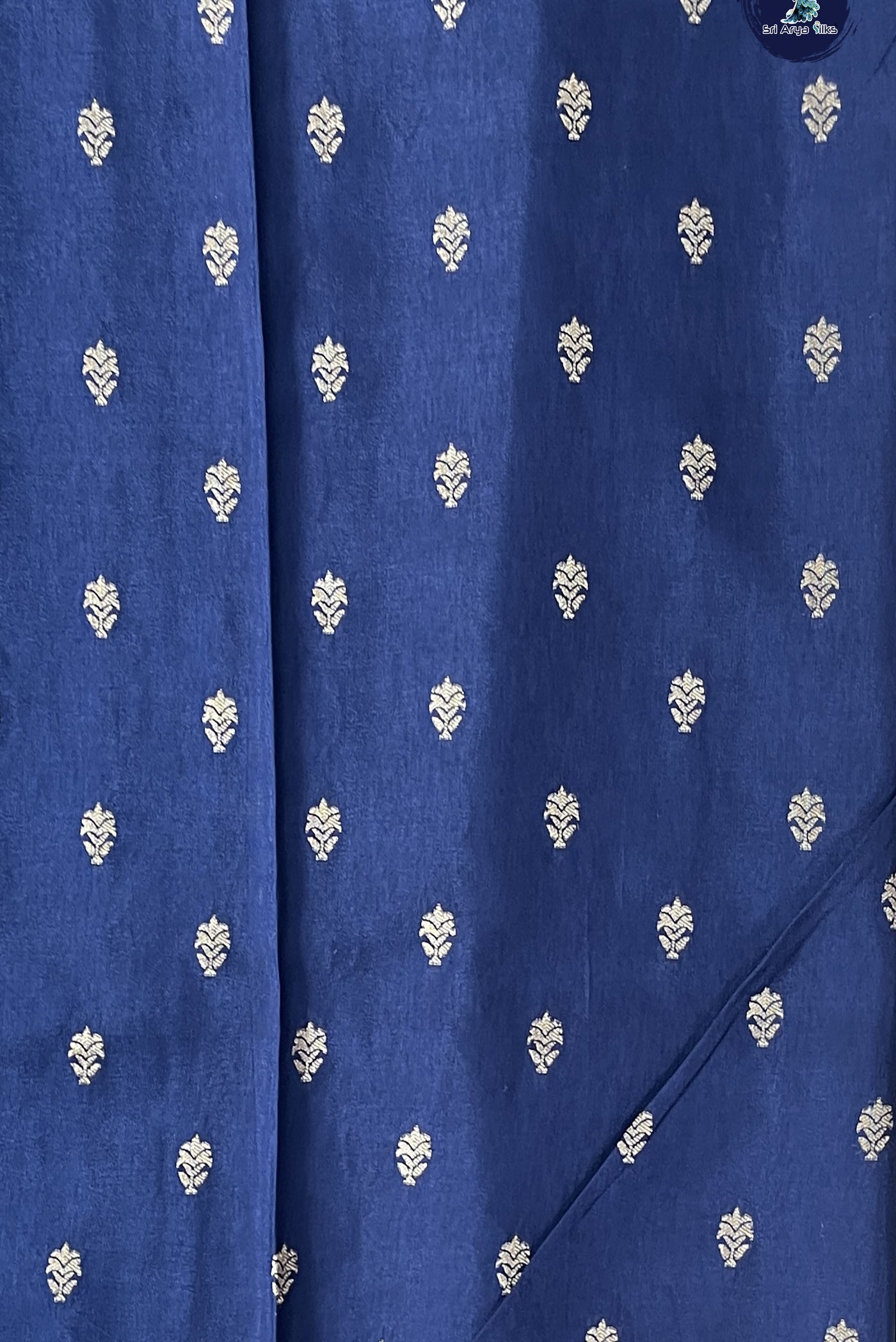 Blue Semi Banarasi Saree With Zari Buttas Pattern