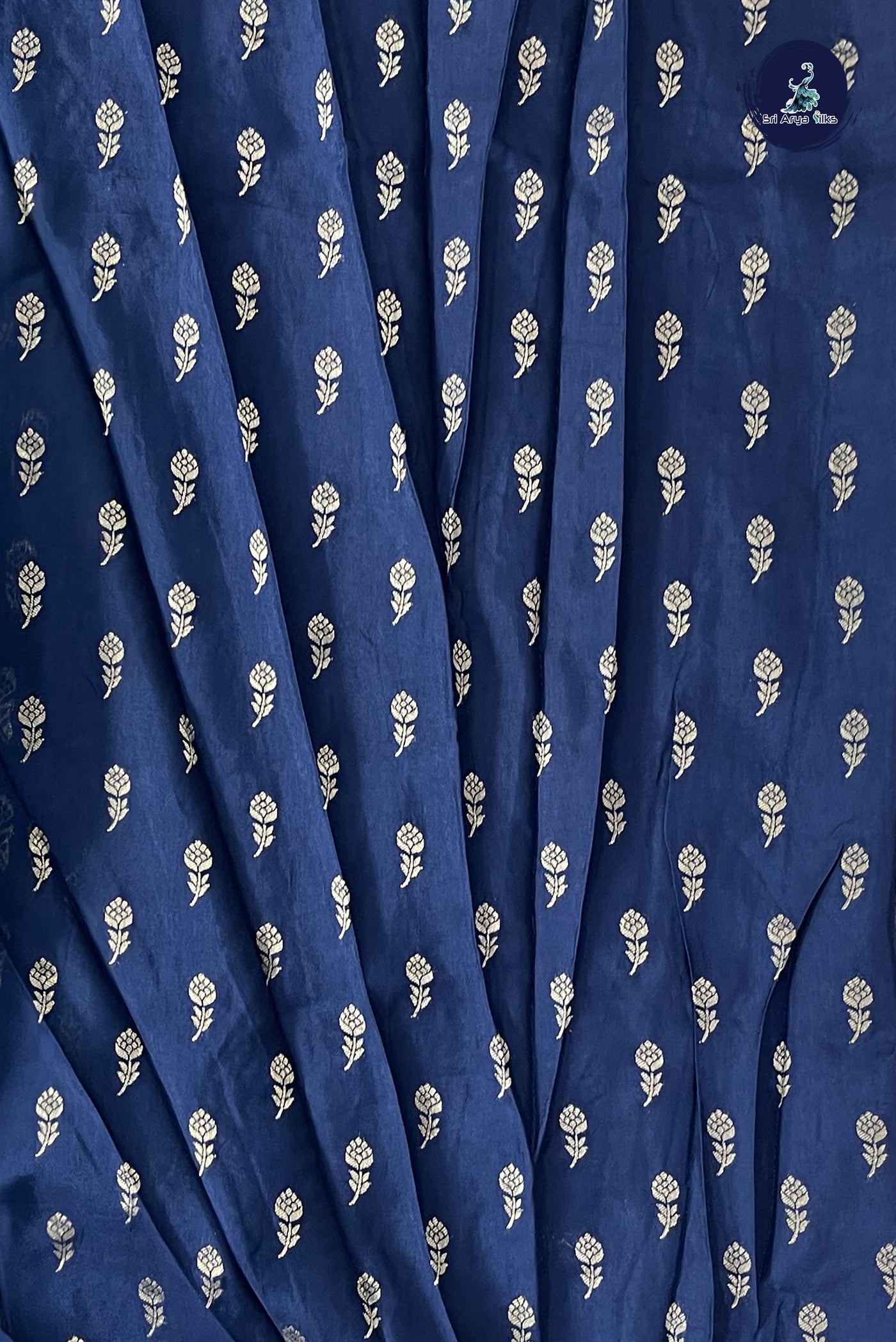 Blue Semi Banarasi Saree With Zari Buttas Pattern