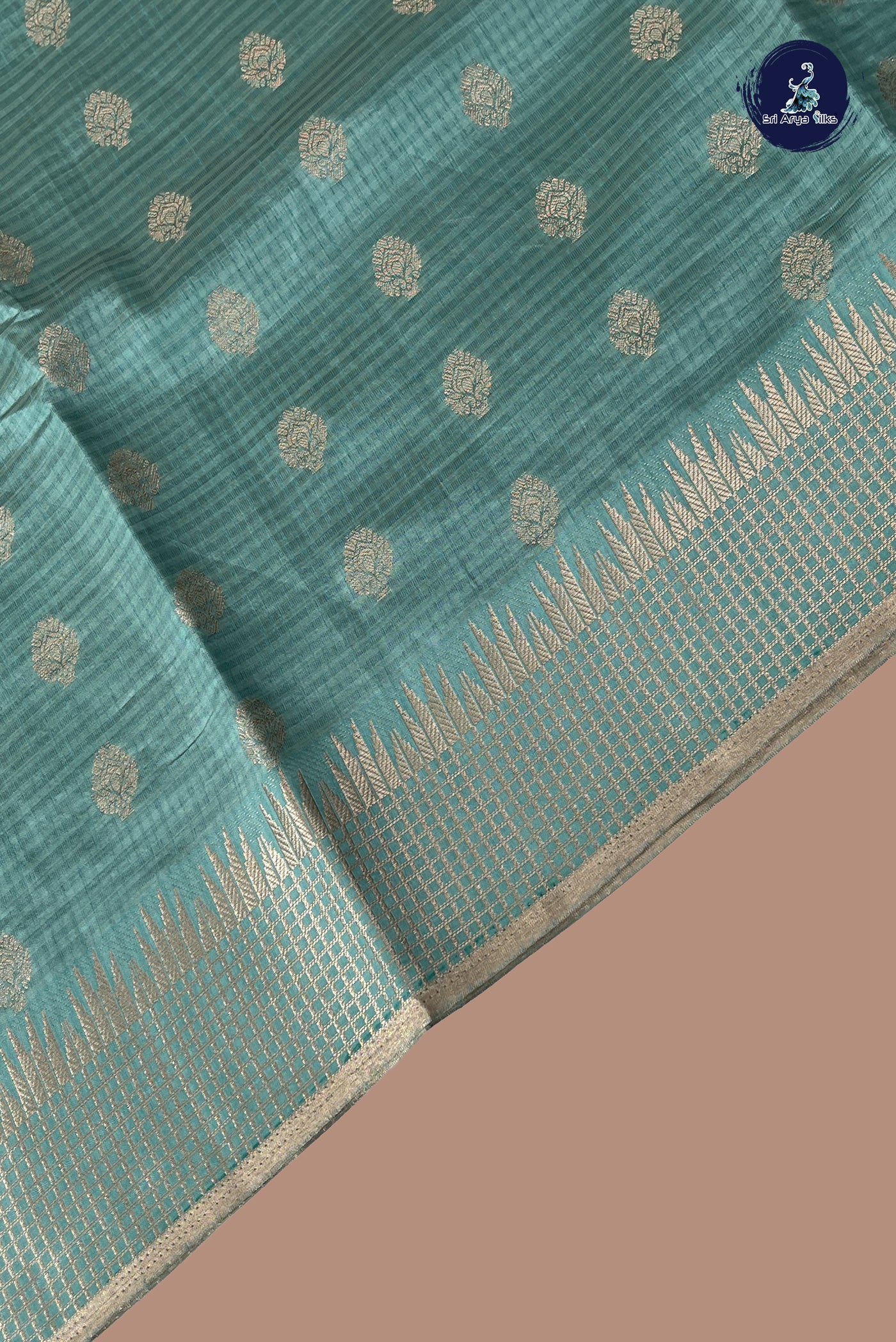 Pastel Green Semi Tussar Saree With Zari Buttas Pattern