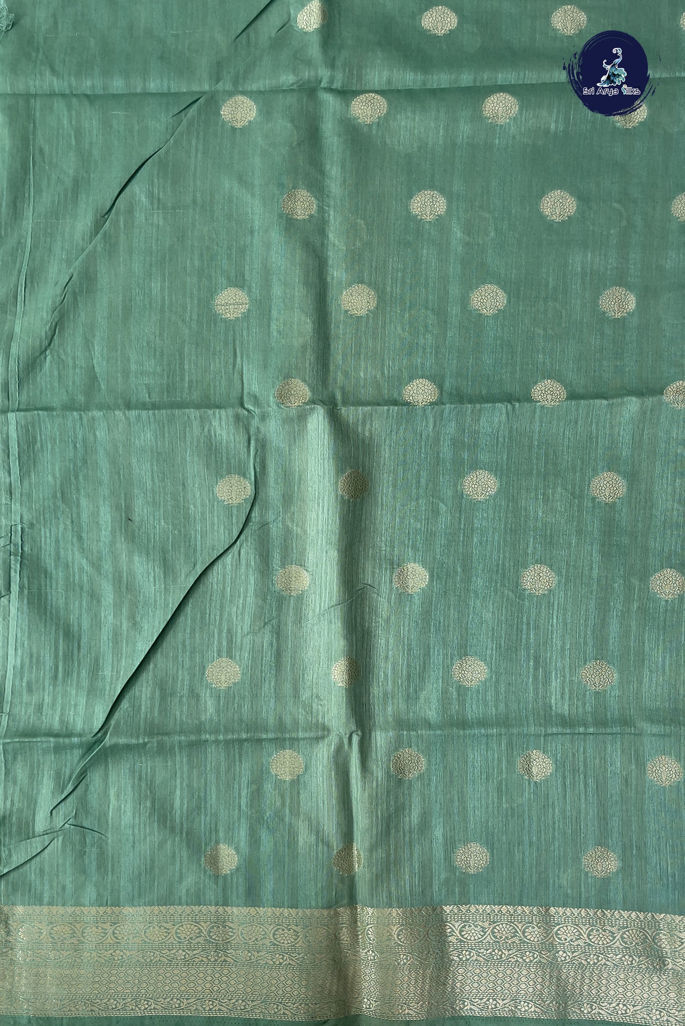 Pastel Green Semi Tussar Saree With Zari Buttas Pattern
