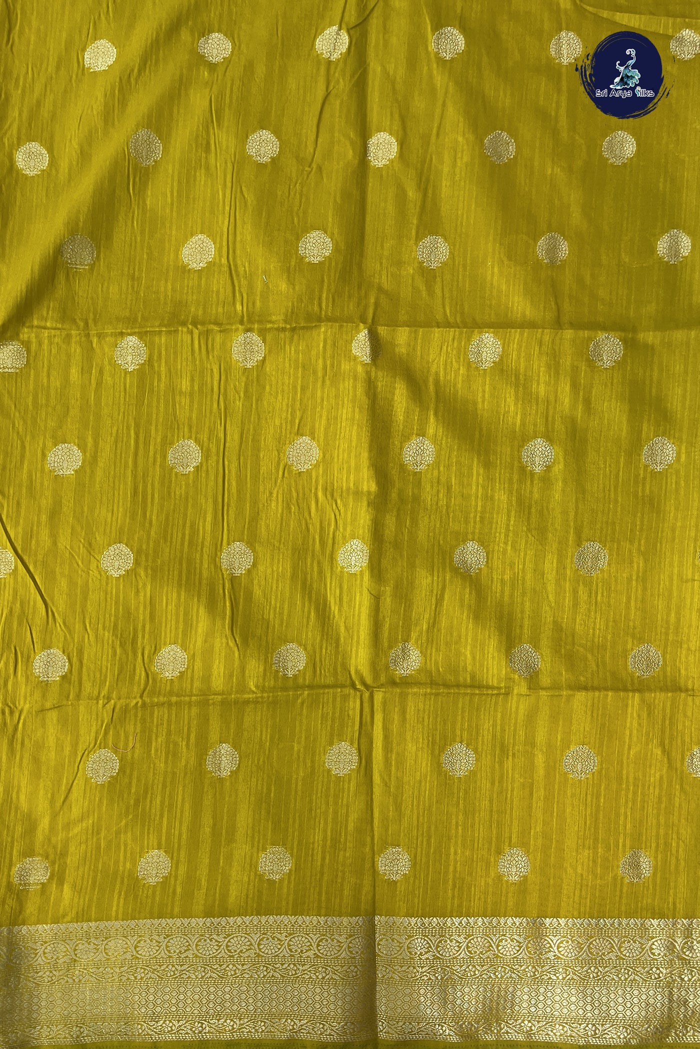 Mustard Yellow Semi Tussar Saree With Zari Buttas Pattern