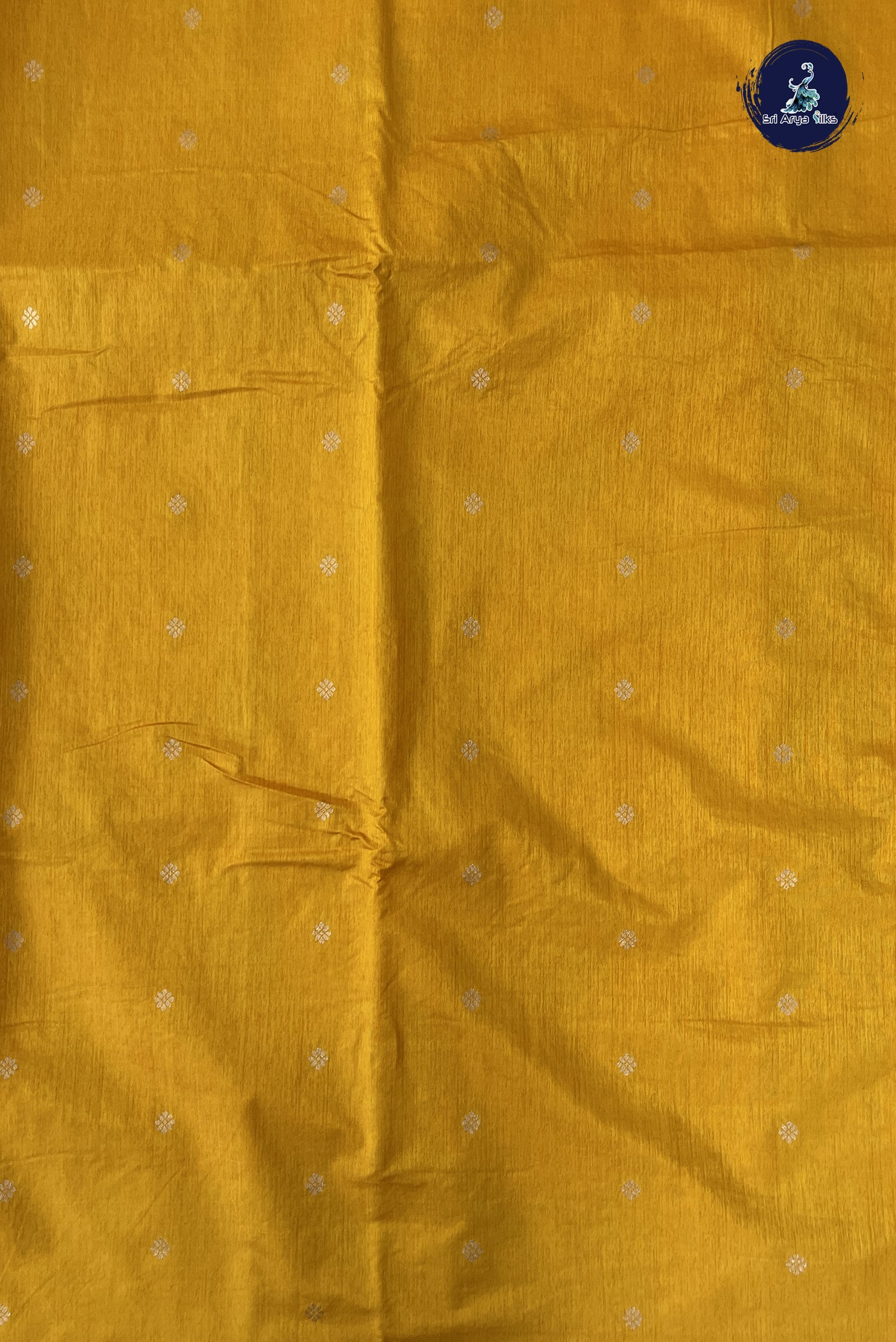 Yellowish Orange Semi Tussar Saree With Zari Buttas Pattern