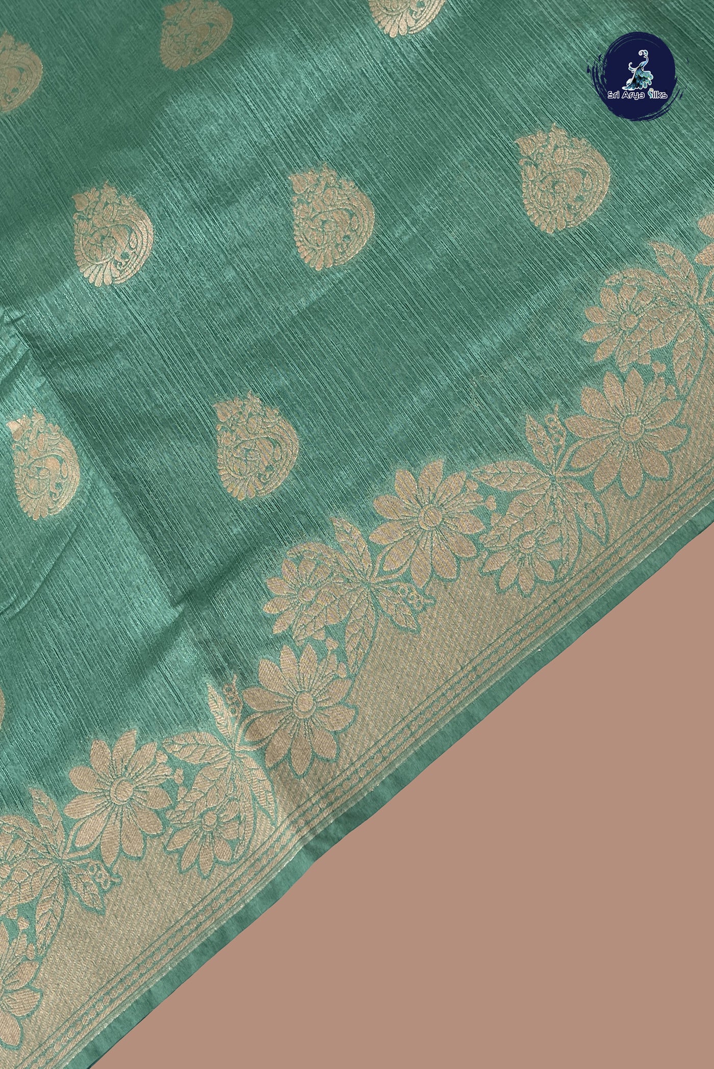 Pastel Green Semi Tussar Saree With Zari Buttas Pattern