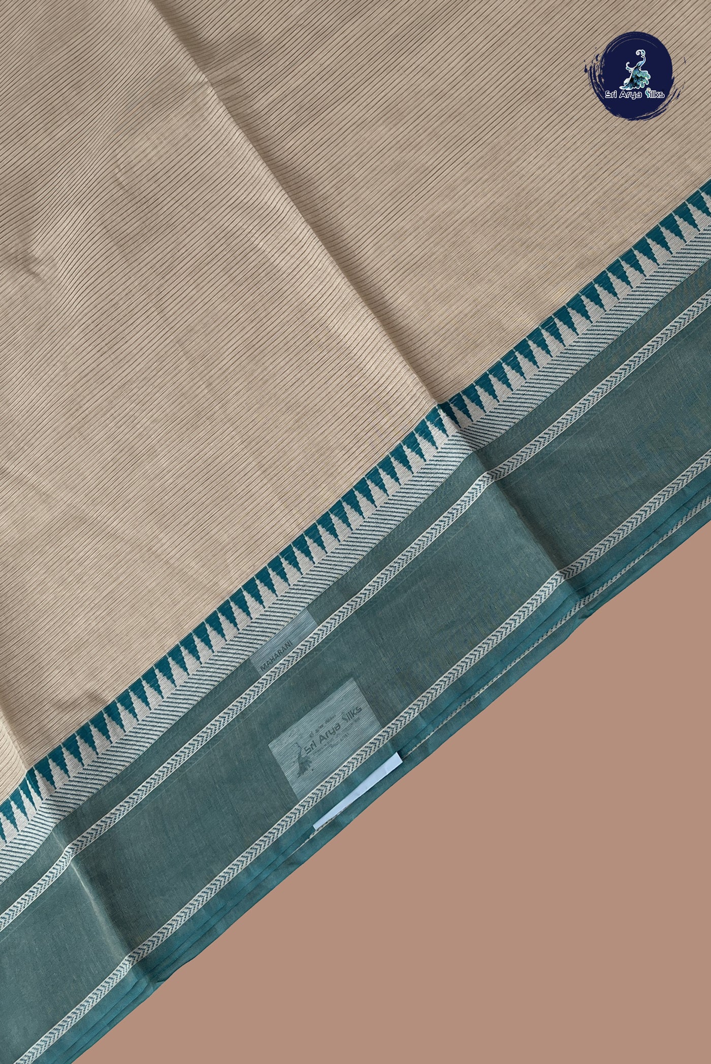 Chikku Shade Cotton Saree With Doria Lines Pattern