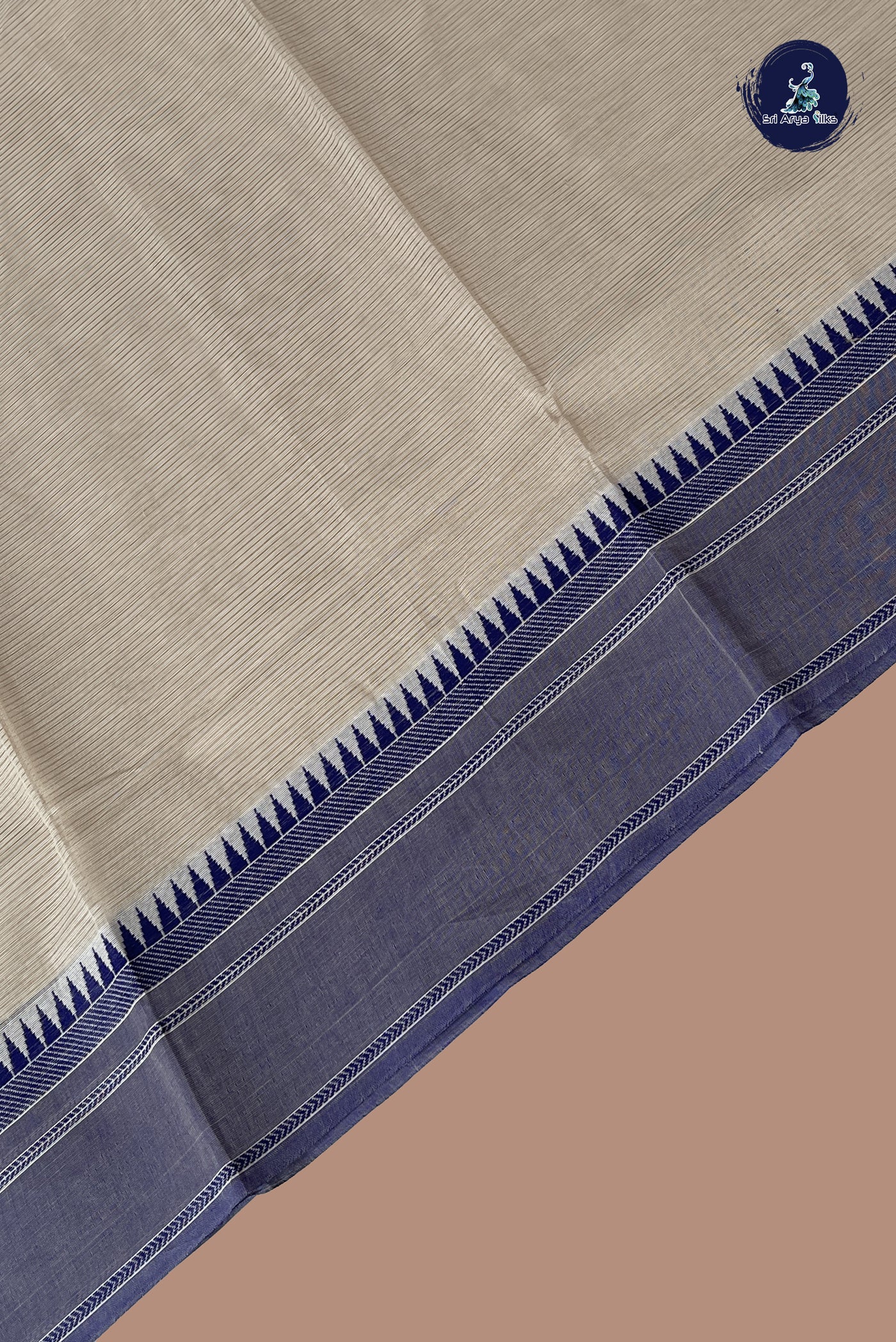 Chikku Shade Cotton Saree With Doria Lines Pattern