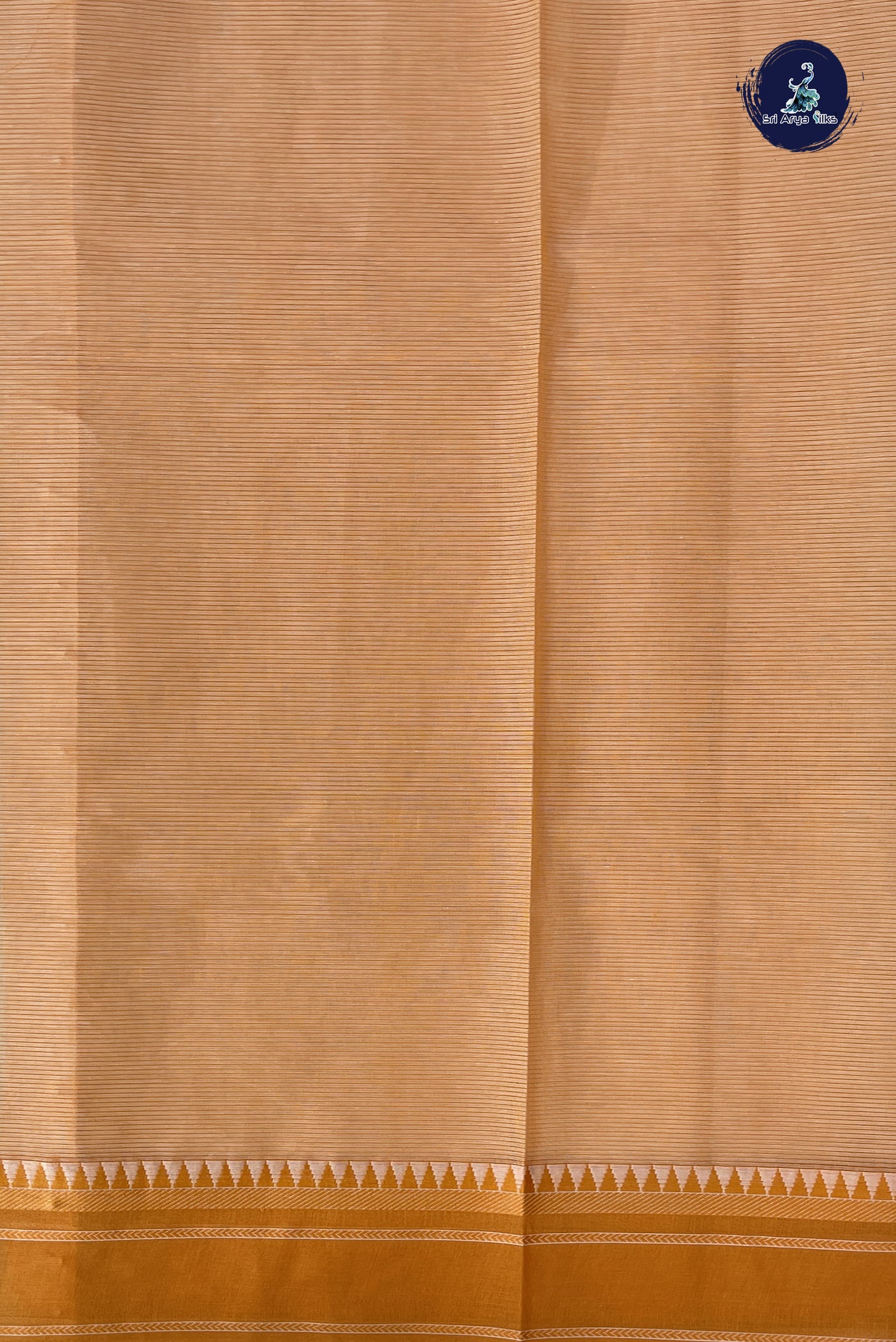 Chikku Shade Cotton Saree With Doria Lines Pattern