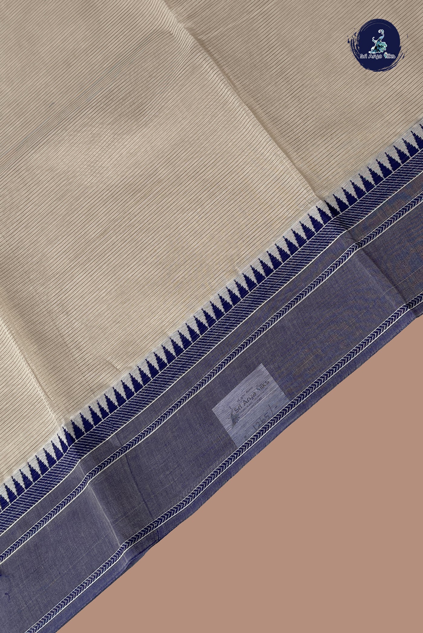 Chikku Shade Cotton Saree With Doria Lines Pattern