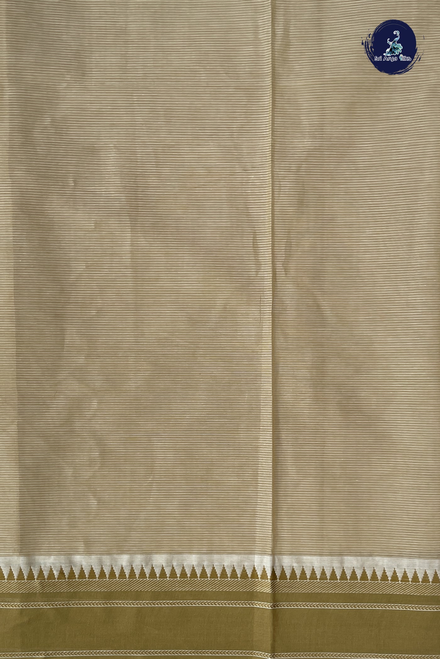 Chikku Shade Cotton Saree With Doria Lines Pattern