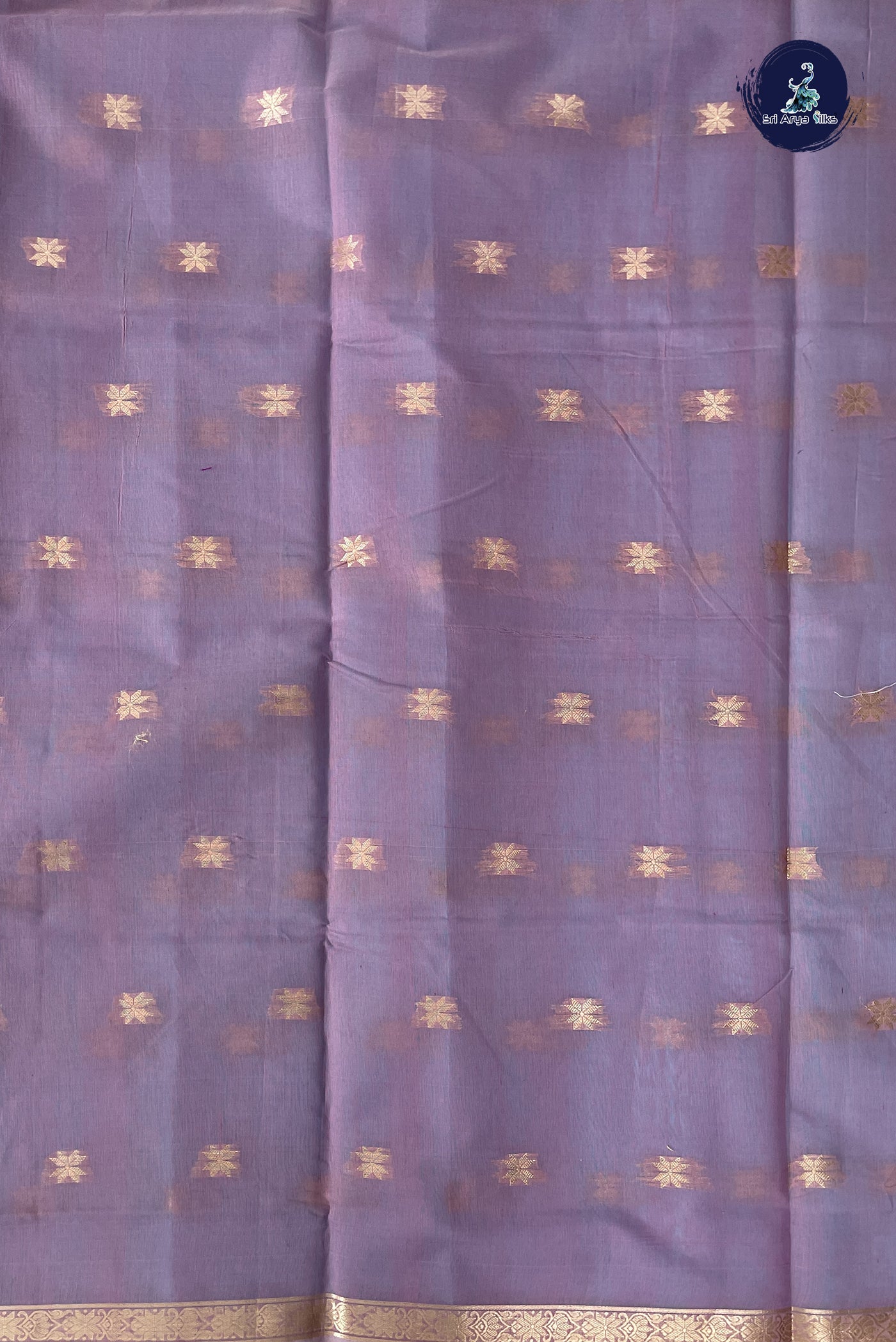 Blue Maheshwari Silk Saree With Zari Buttas Pattern