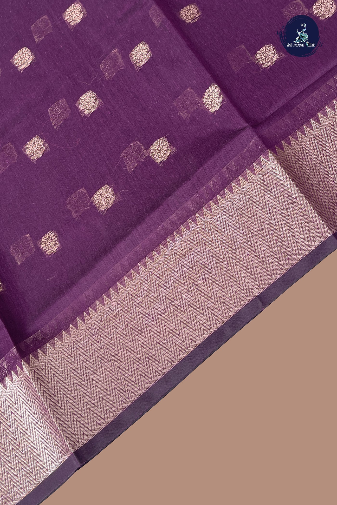 Wine Maheshwari Silk Saree With Zari Buttas Pattern