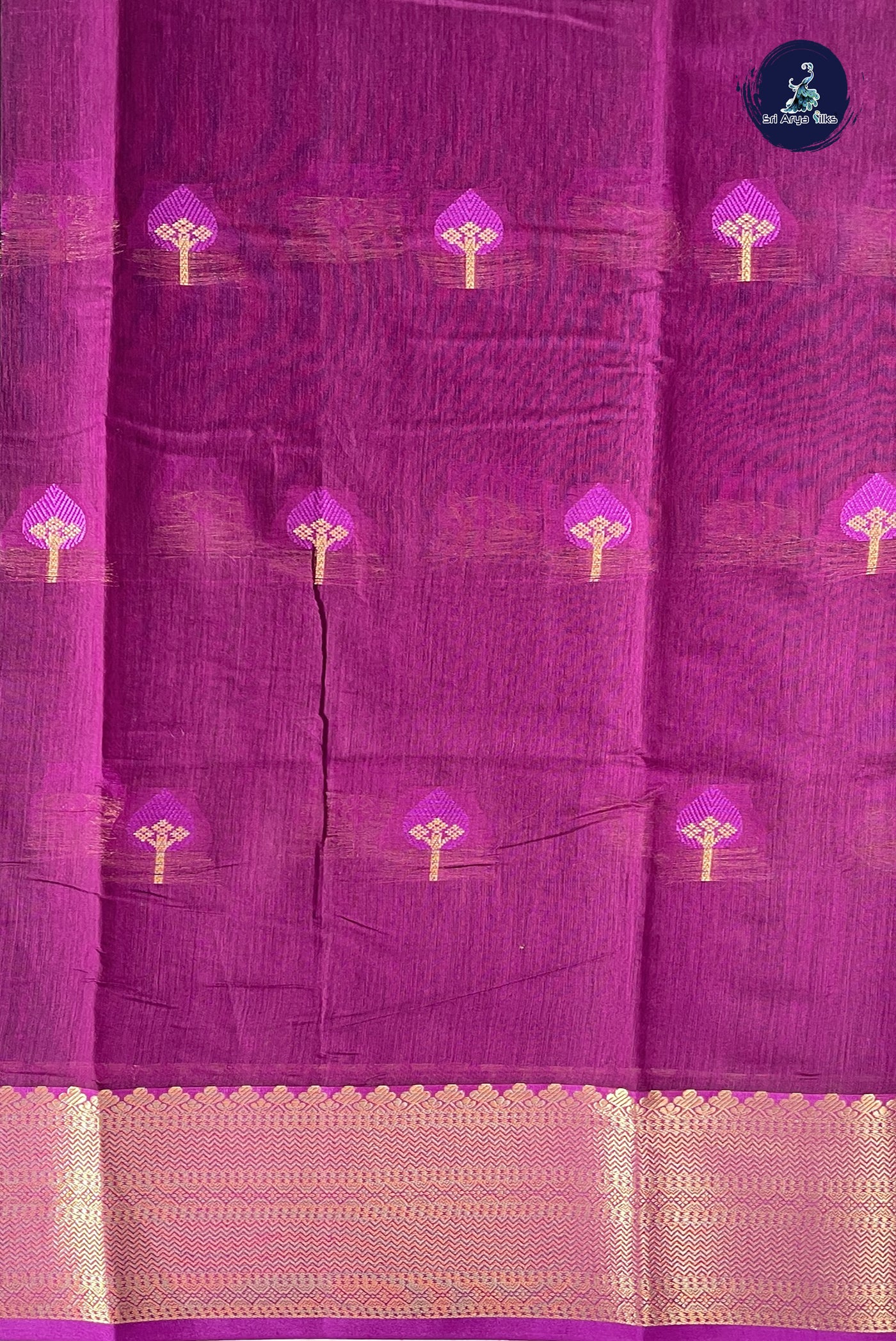 Jamun Mangalgiri Cotton Saree With Zari Buttas Pattern