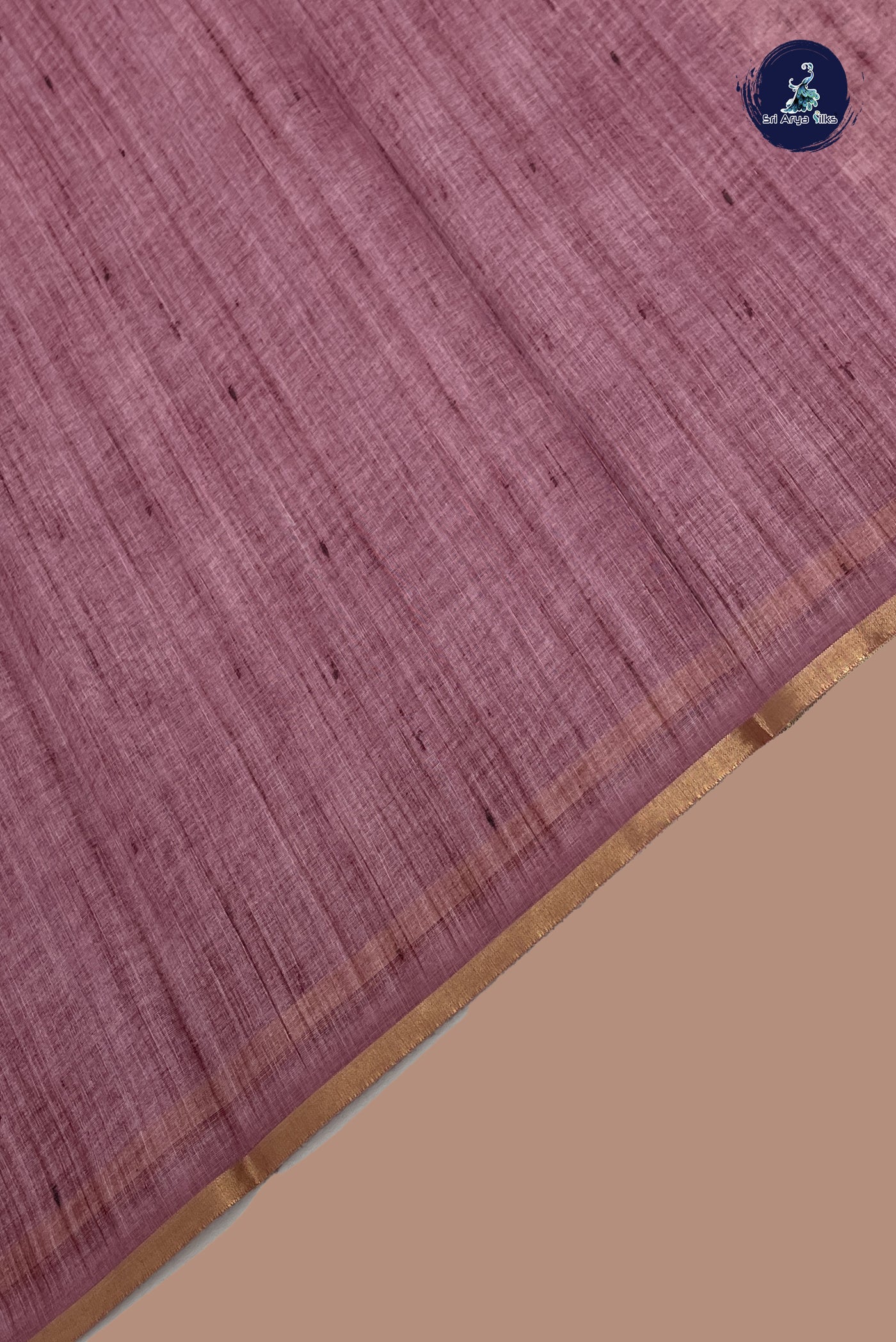 Pink Linen Saree With Plain Pattern