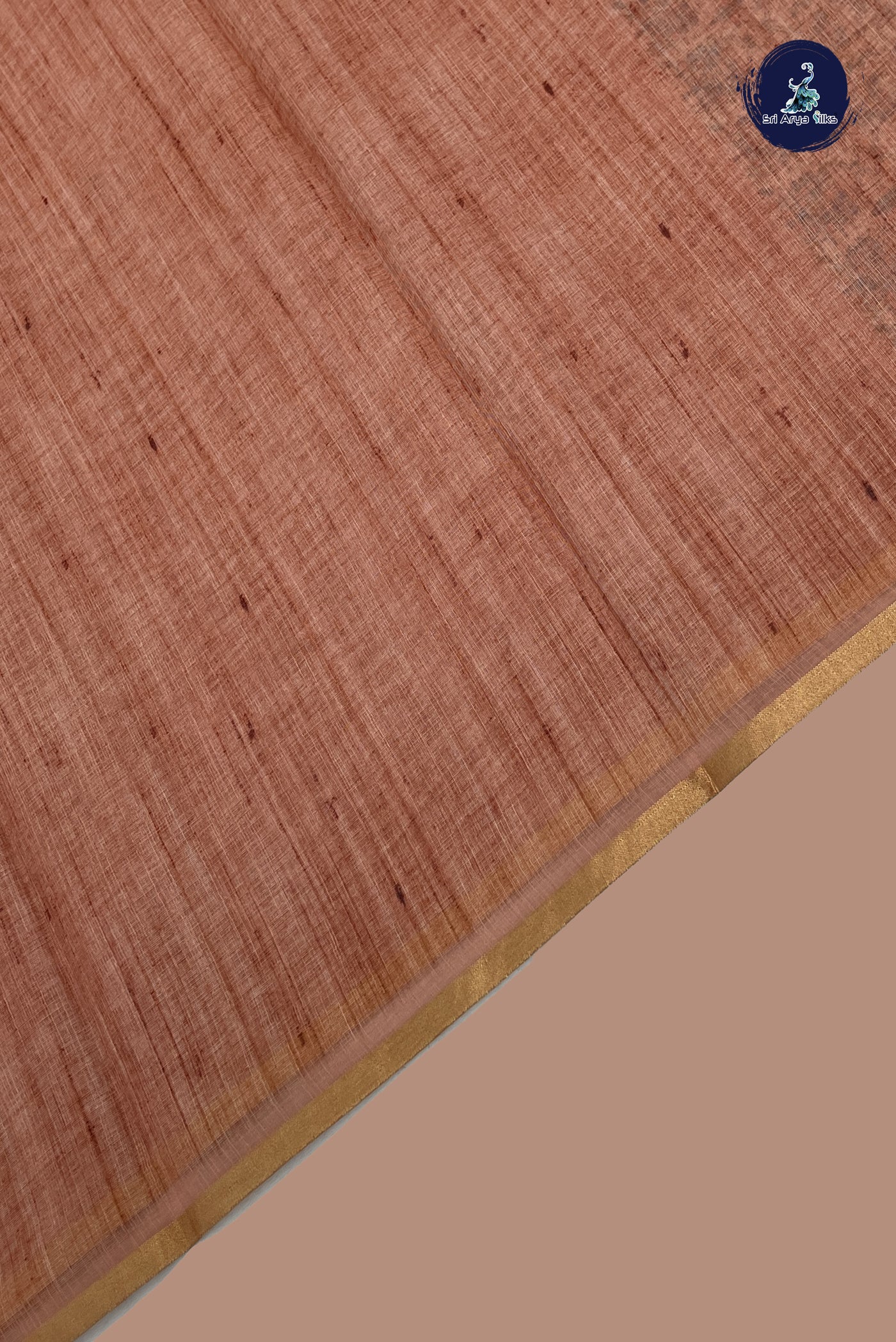 Brown Linen Saree With Plain Pattern