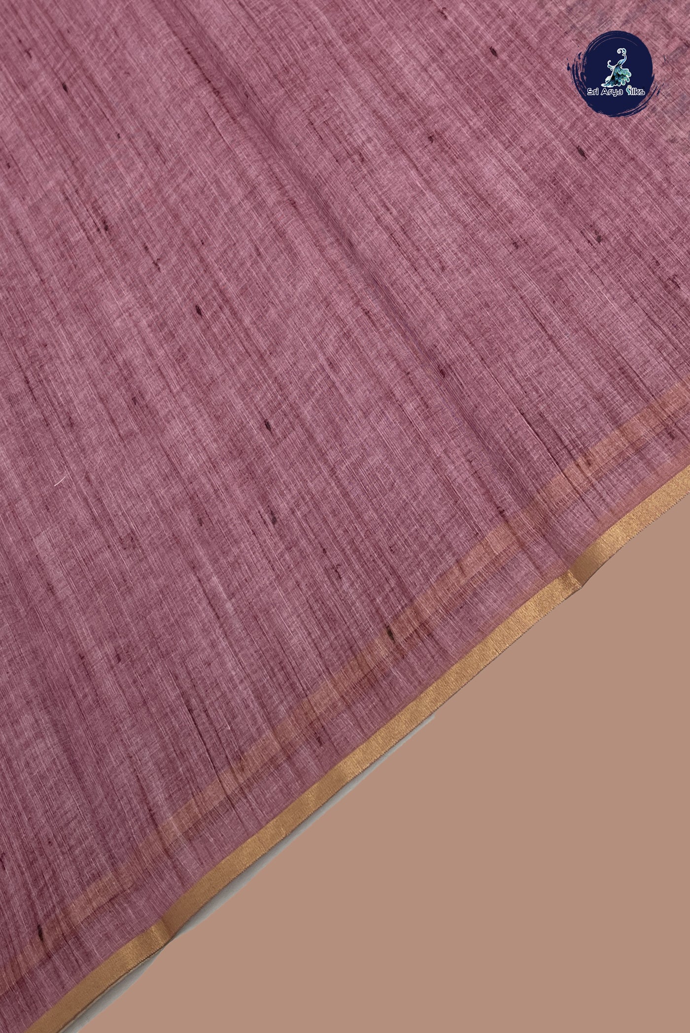 Pink Linen Saree With Plain Pattern