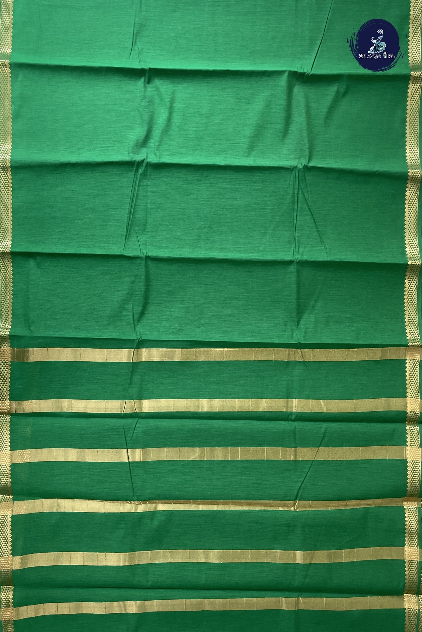 Green Budget Semi Silk Cotton Saree With Plain Pattern