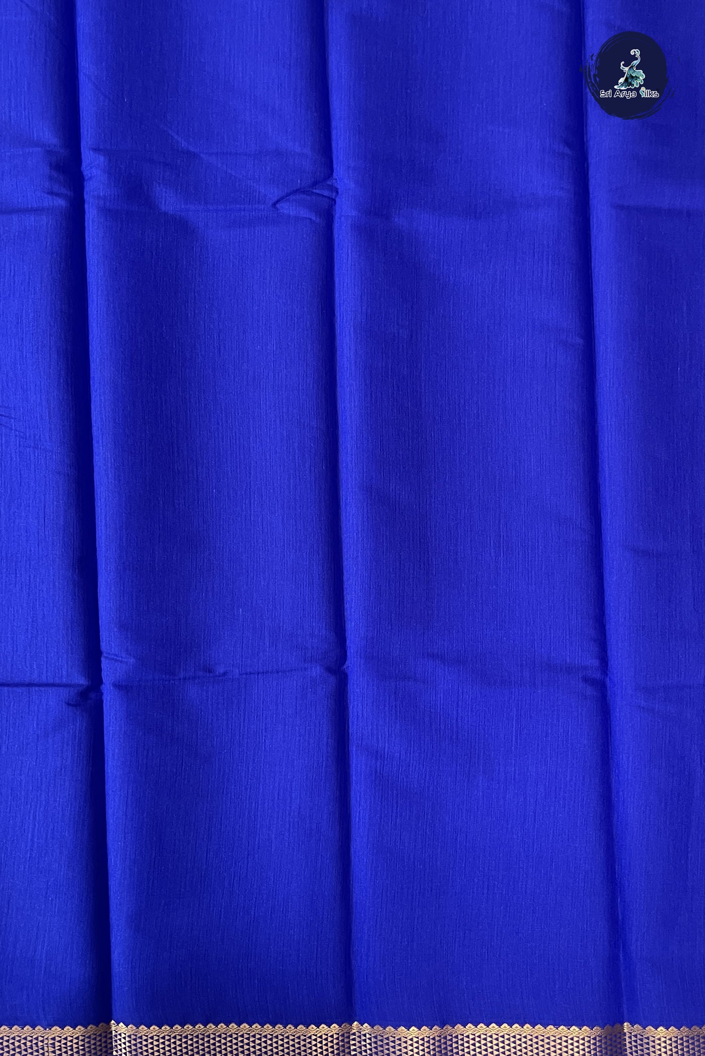 MS Blue Budget Semi Silk Cotton Saree With Plain Pattern