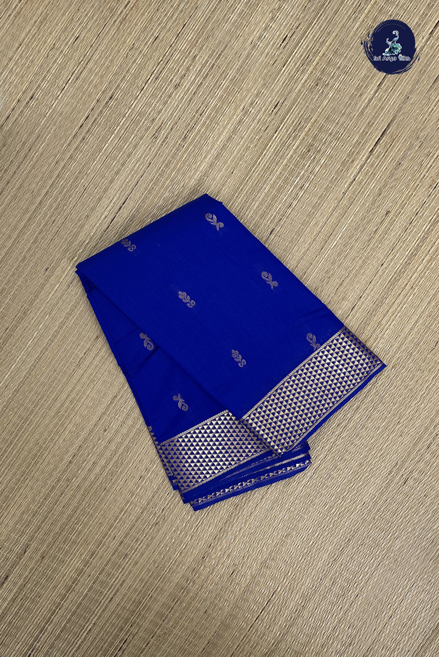 MS Blue Budget Semi Silk Cotton Saree With Zari Buttas Pattern