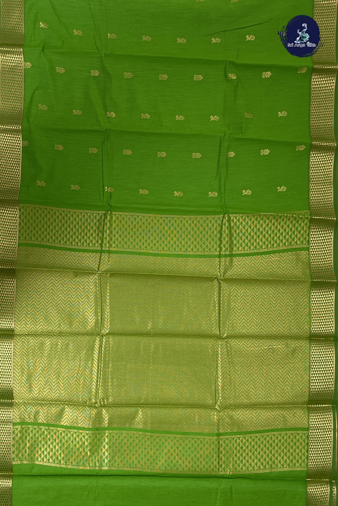 Light Green Budget Semi Silk Cotton Saree With Zari Buttas Pattern