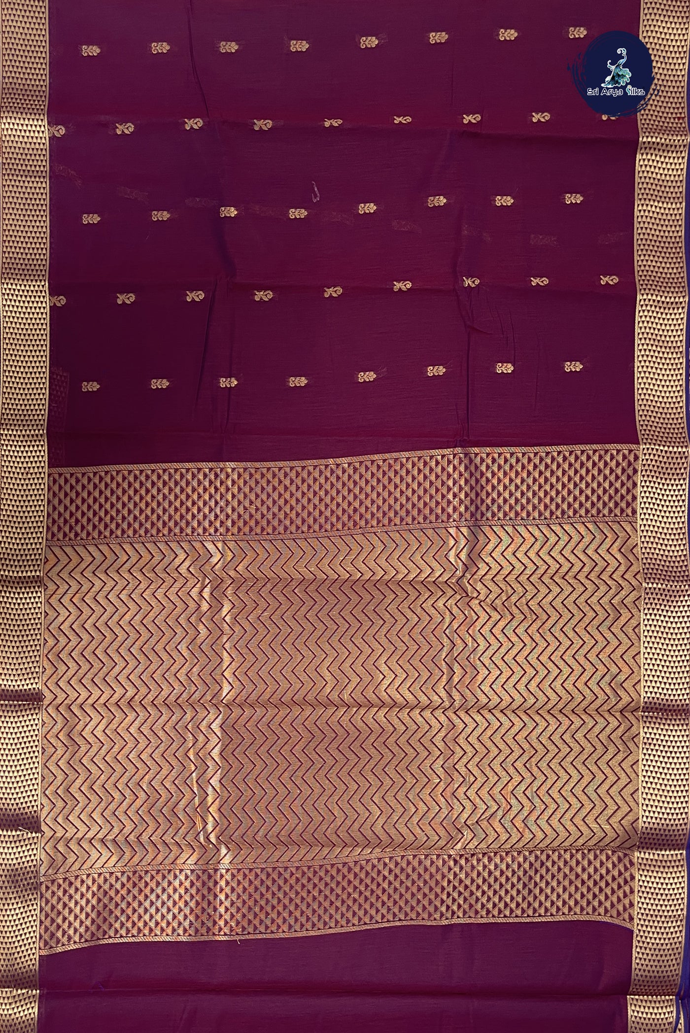 Burgundy Budget Semi Silk Cotton Saree With Zari Buttas Pattern