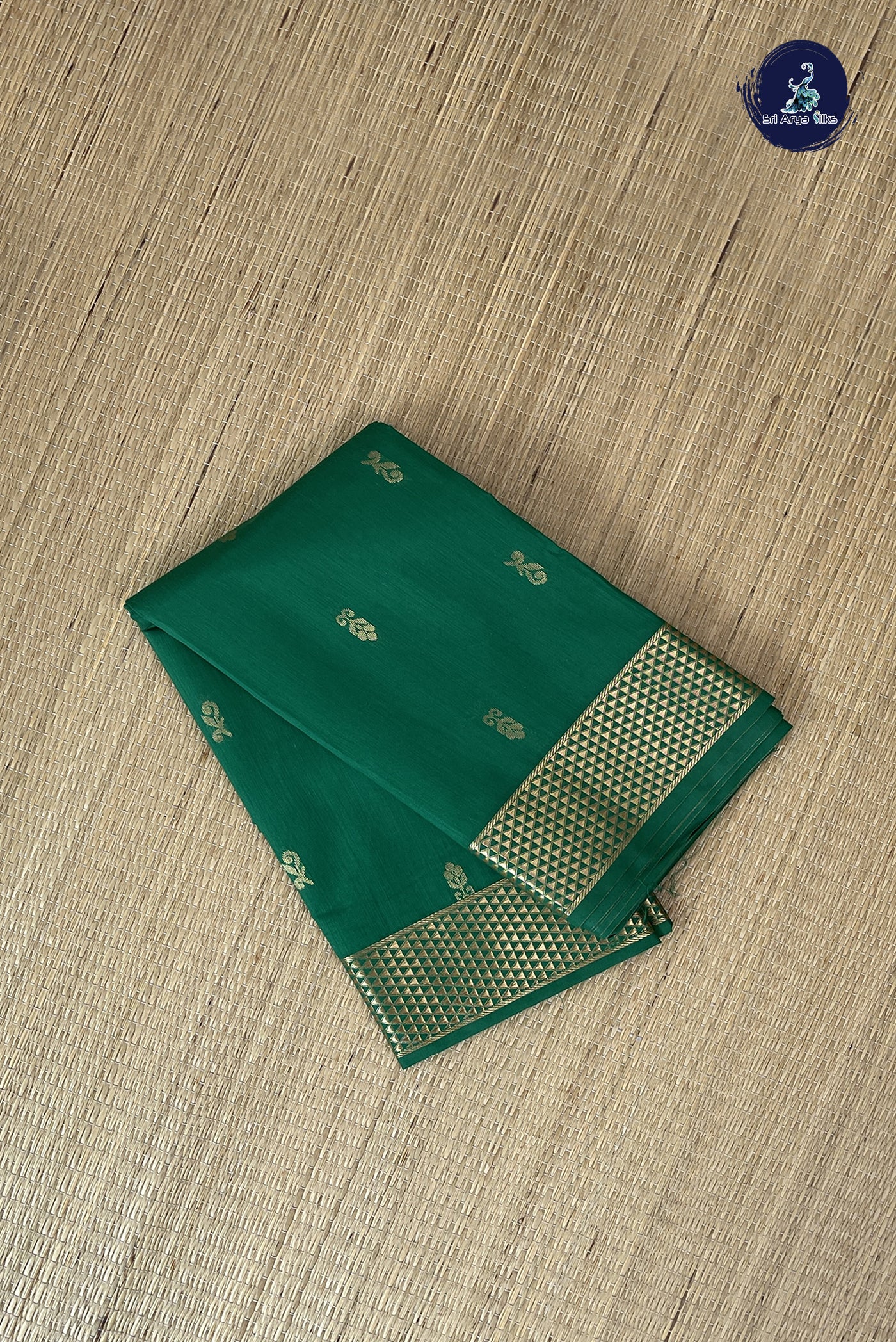 Green Budget Semi Silk Cotton Saree With Zari Buttas Pattern