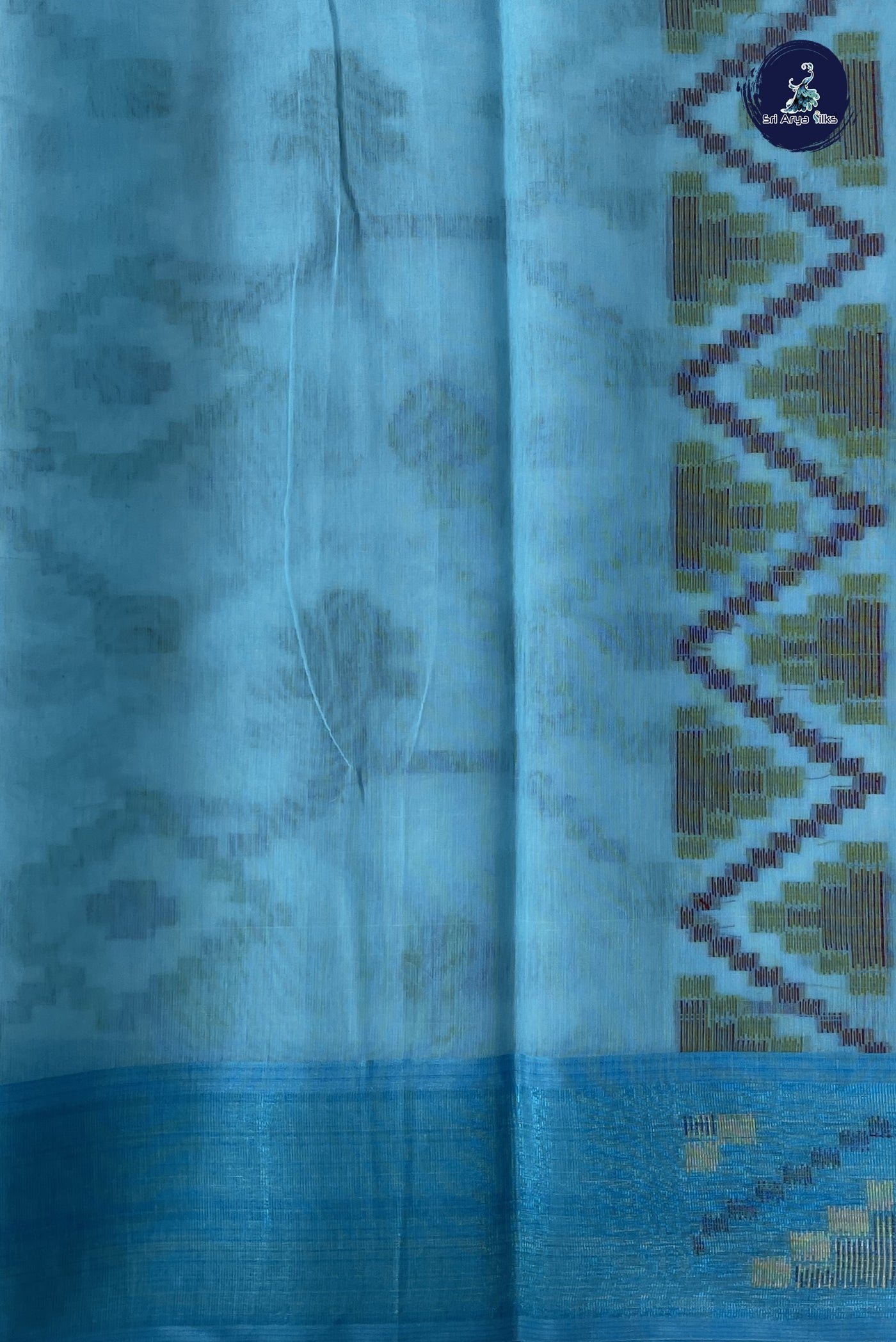 White Cotton Saree With Ikat Pattern