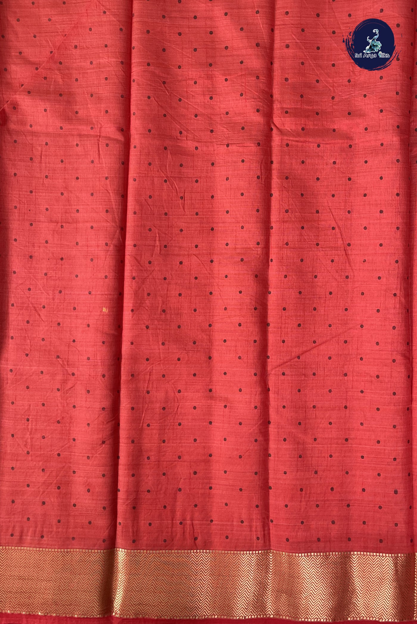 Red Semi Tussar Saree With Printed Pattern