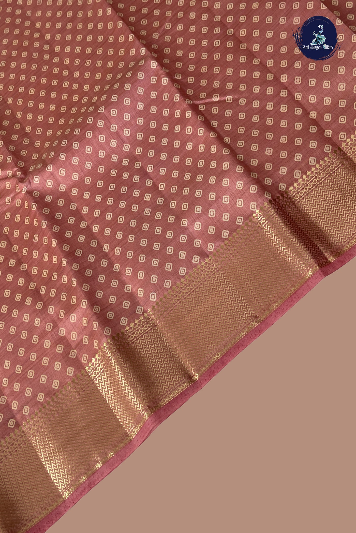 Mauve Pink Semi Tussar Saree With Printed Pattern