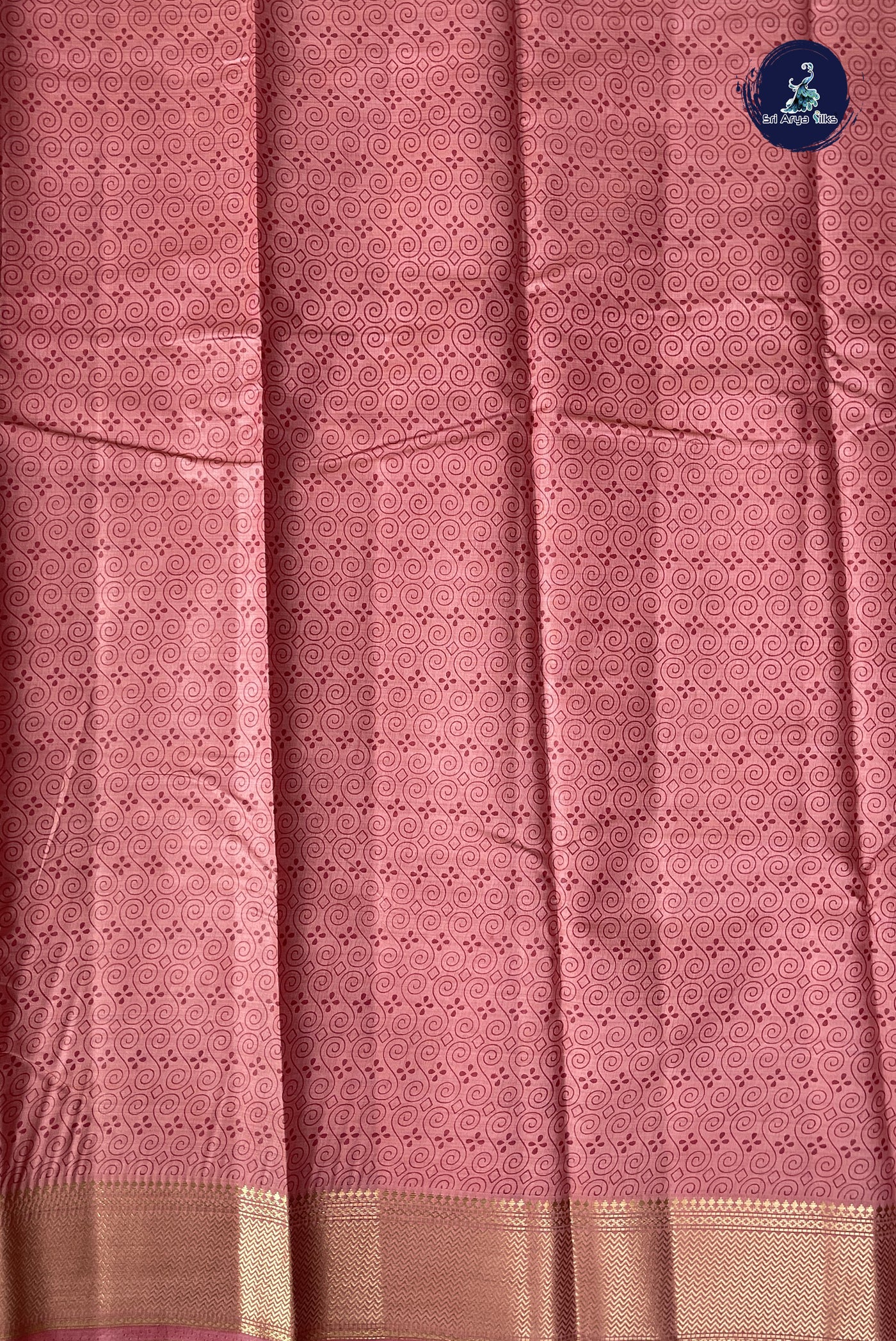 Mauve Pink Semi Tussar Saree With Printed Pattern