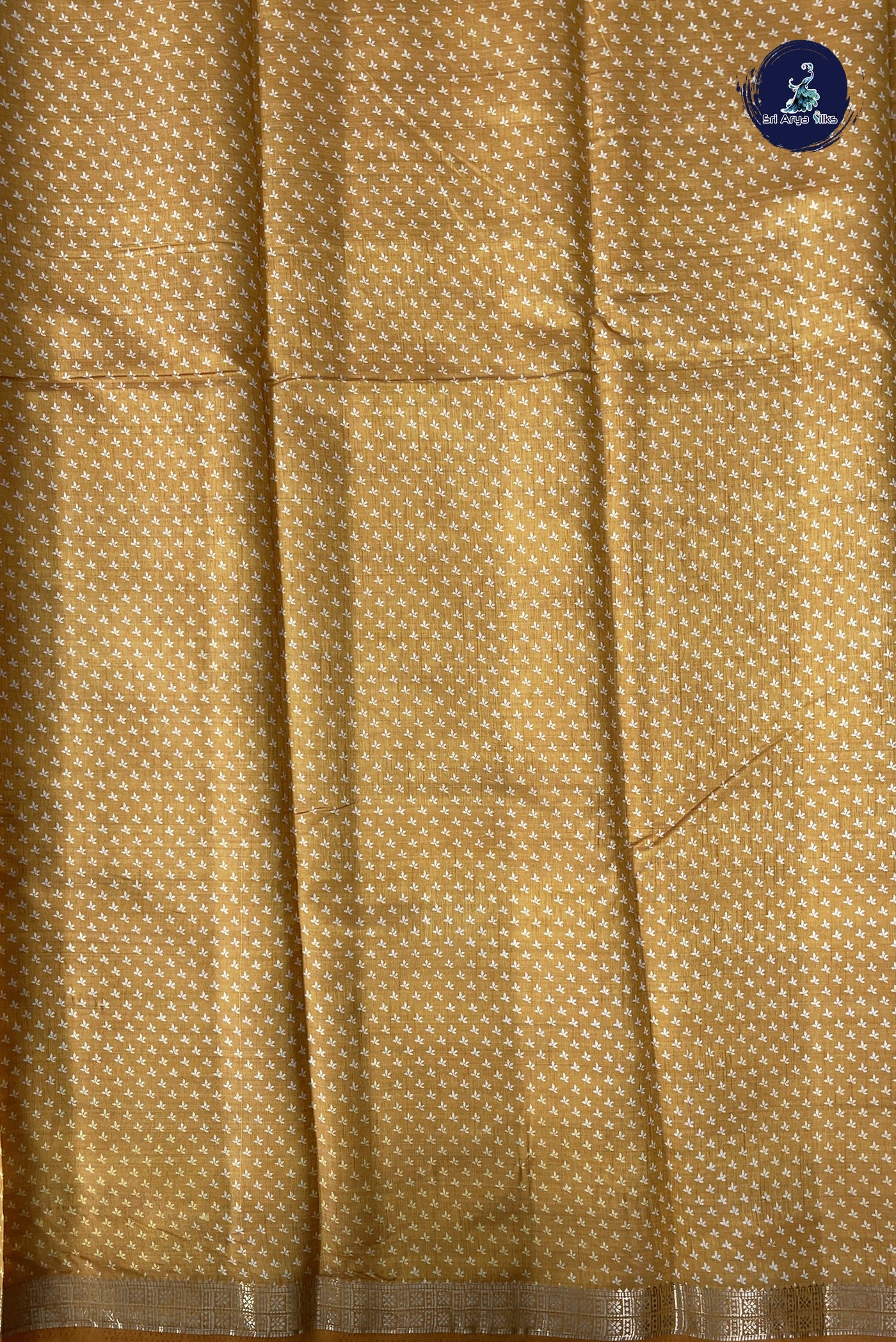 Mustard Yellow Semi Tussar Saree With Printed Pattern