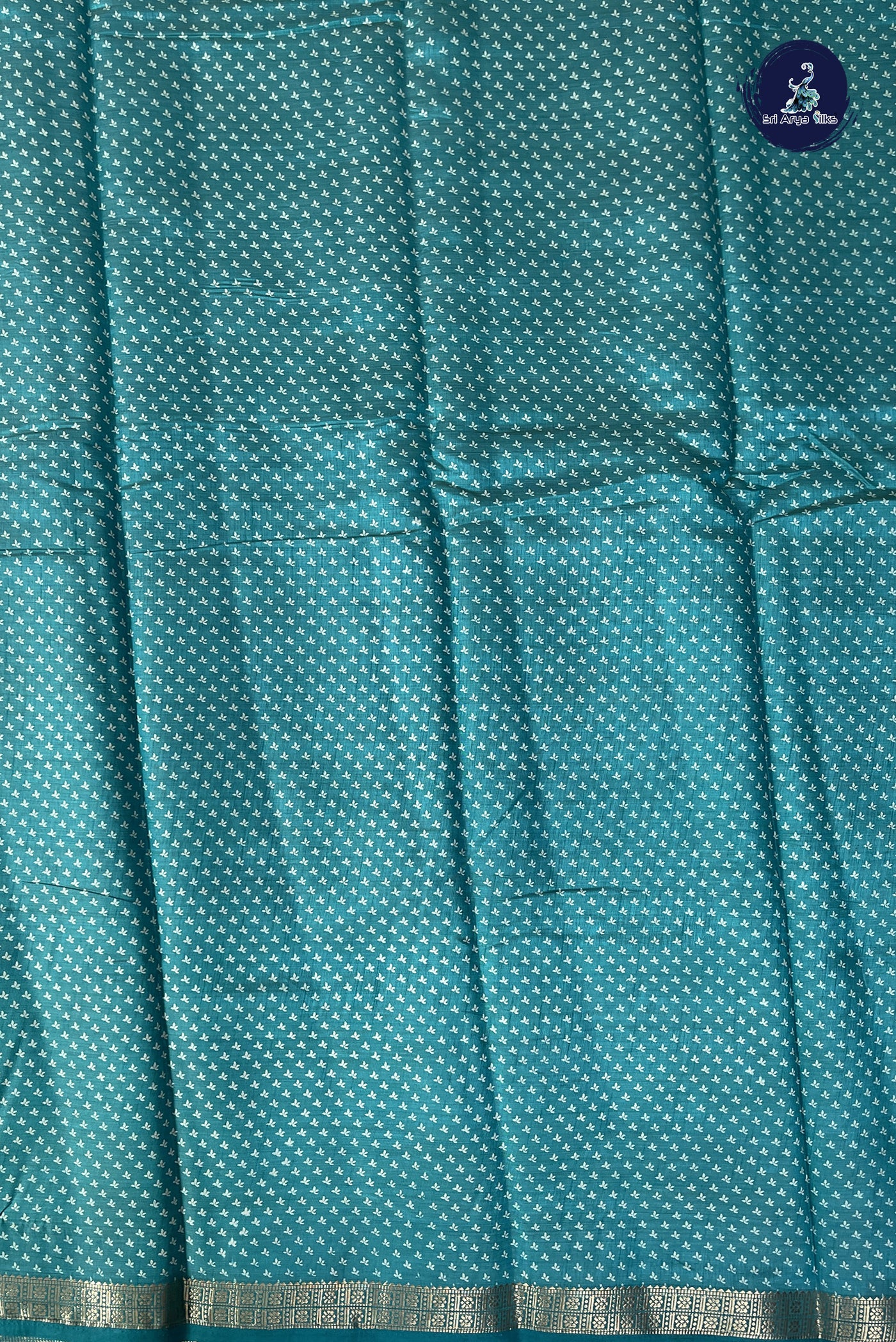 Turquoise Semi Tussar Saree With Printed Pattern