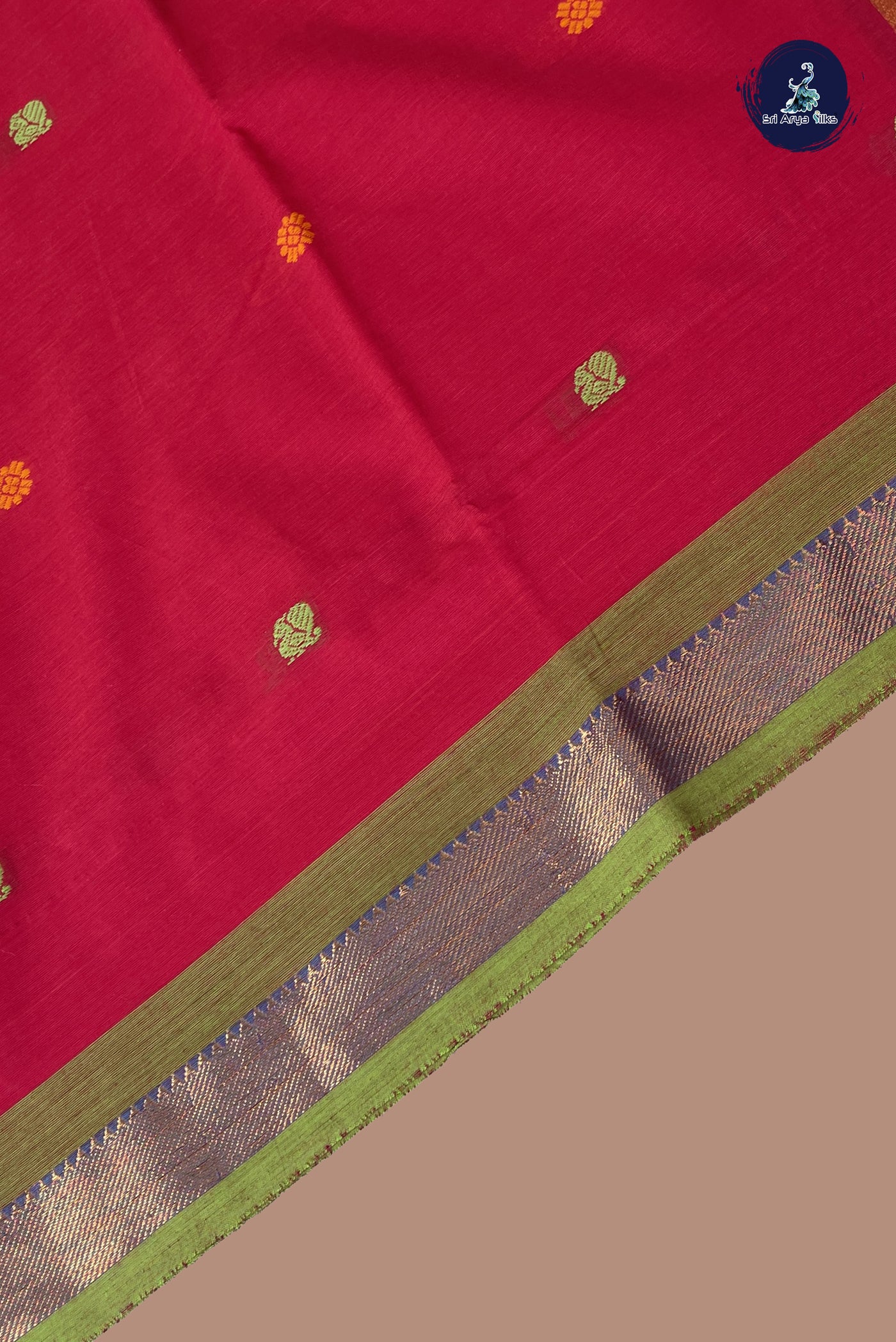 Pink Kanchi Cotton Saree With Buttas Pattern