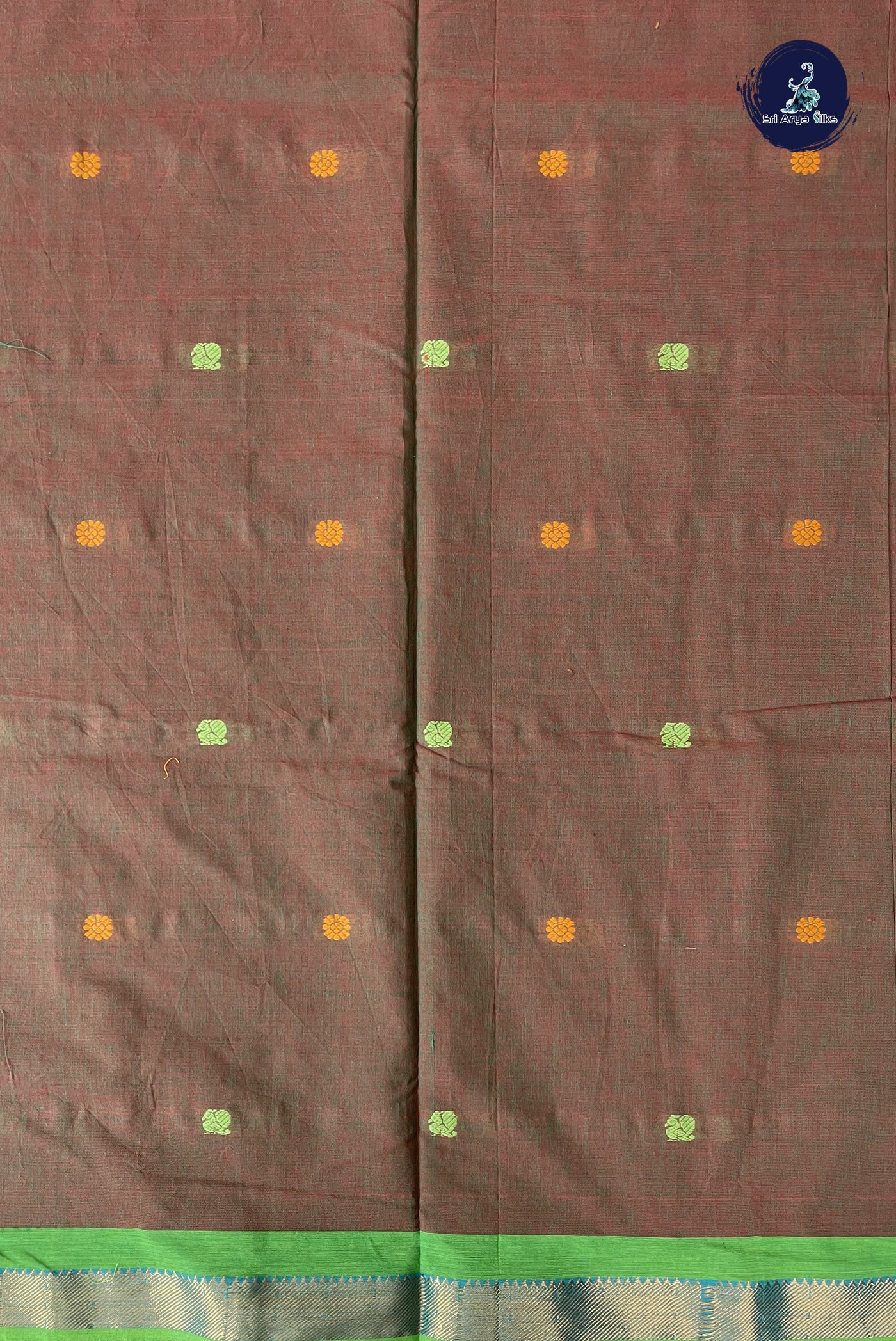 Light Burgundy Kanchi Cotton Saree With Buttas Pattern