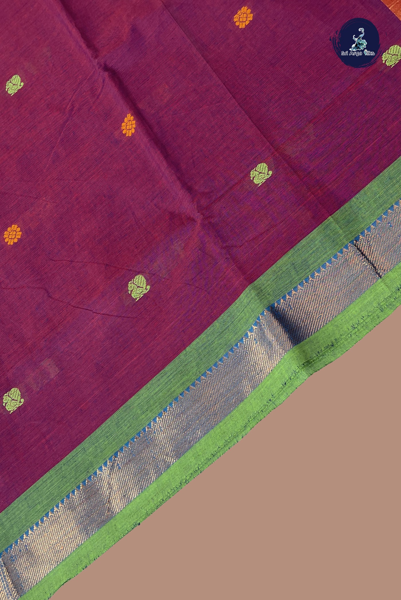 BeetRoot Shade Kanchi Cotton Saree With Buttas Pattern