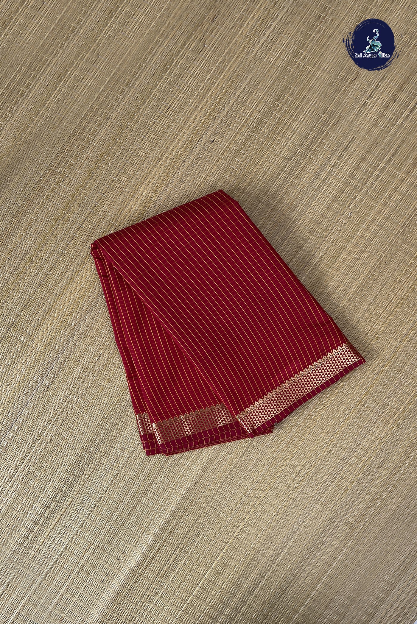 Red Budget Semi Silk Cotton Saree With Checked Pattern