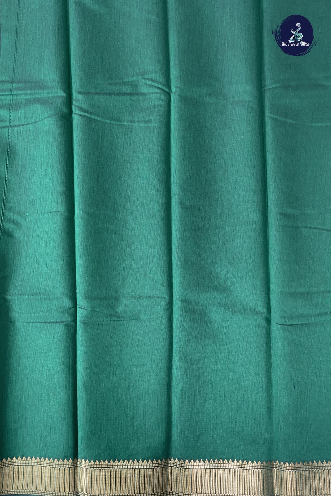 Green Budget Semi Silk Cotton Saree With Plain Pattern