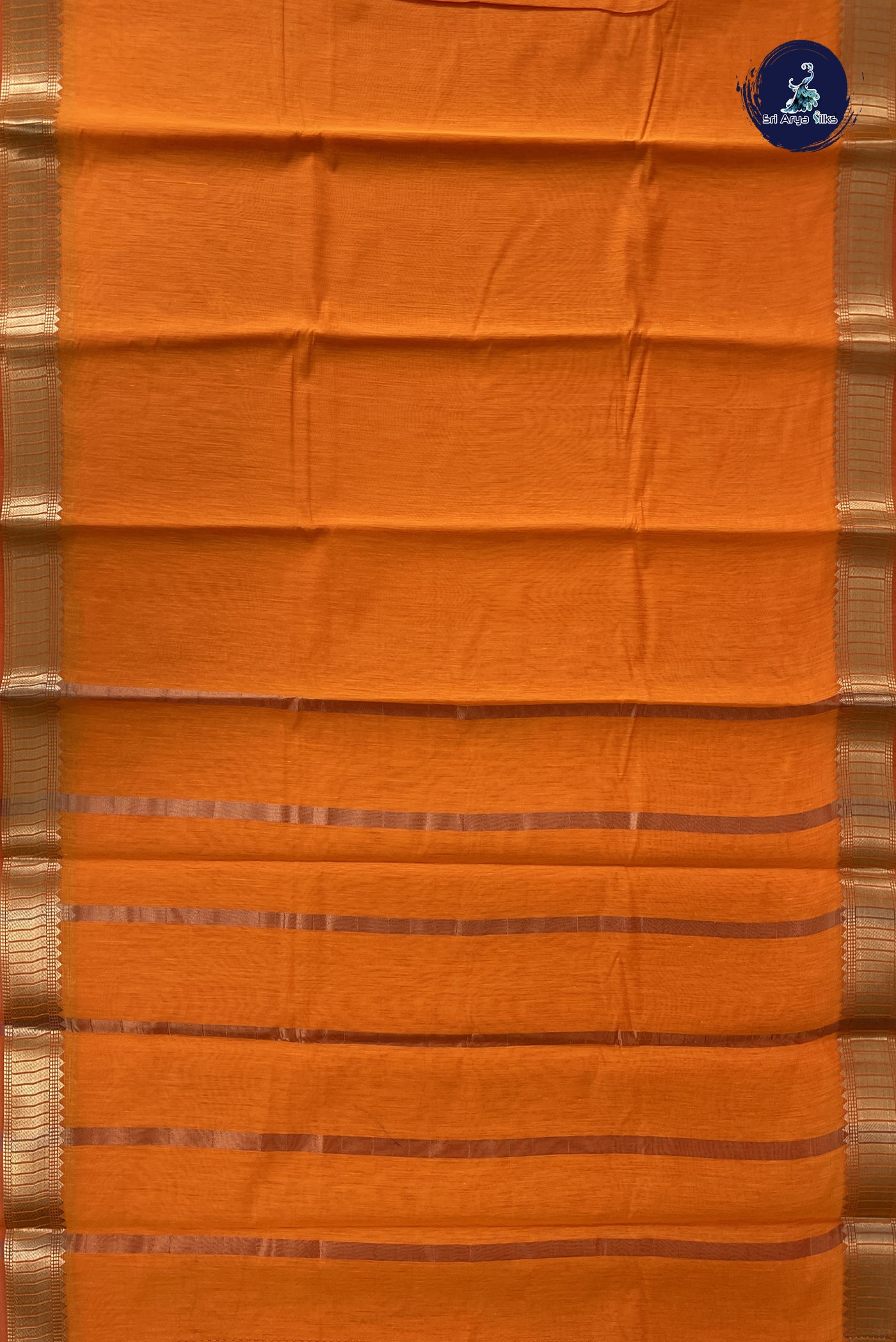 Yellowish Orange Budget Semi Silk Cotton Saree With Plain Pattern