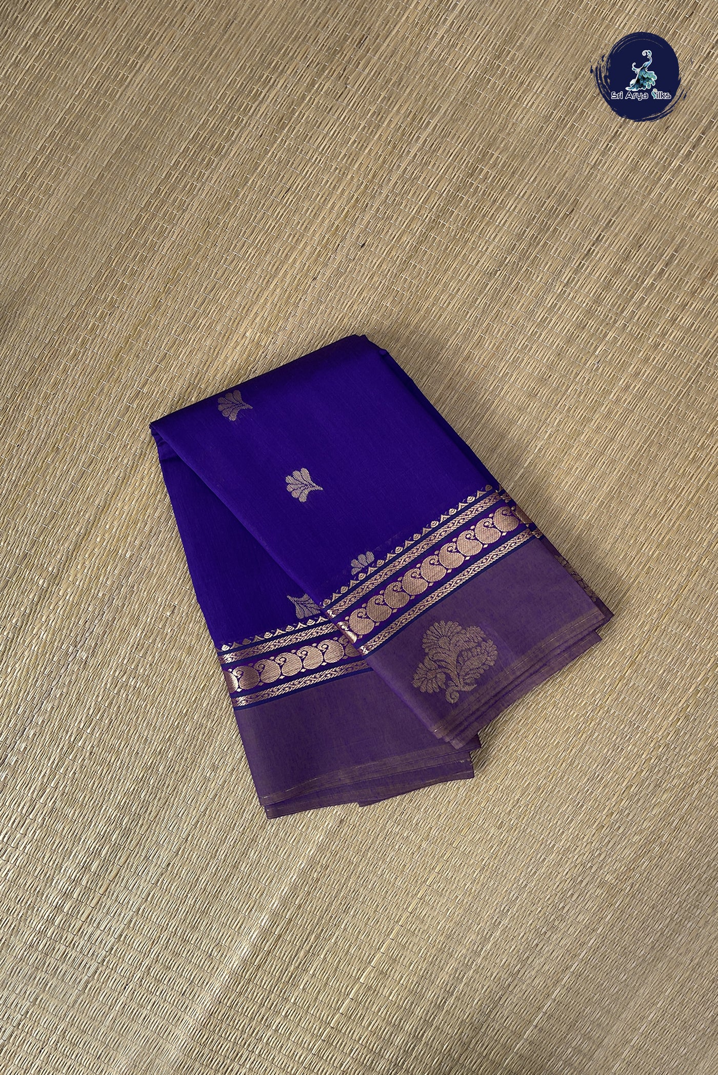 Violet Budget Semi Silk Cotton Saree With Zari Buttas Pattern